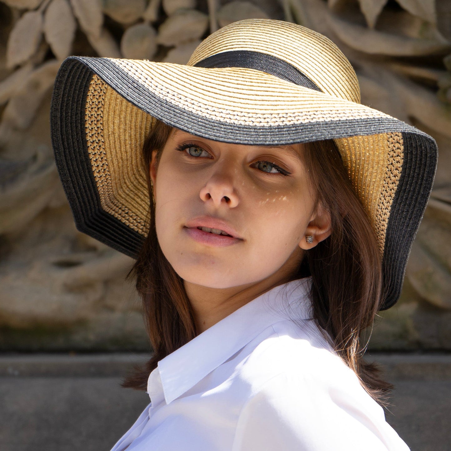 Magid Ribbon & Bow Straw Floppy Hat