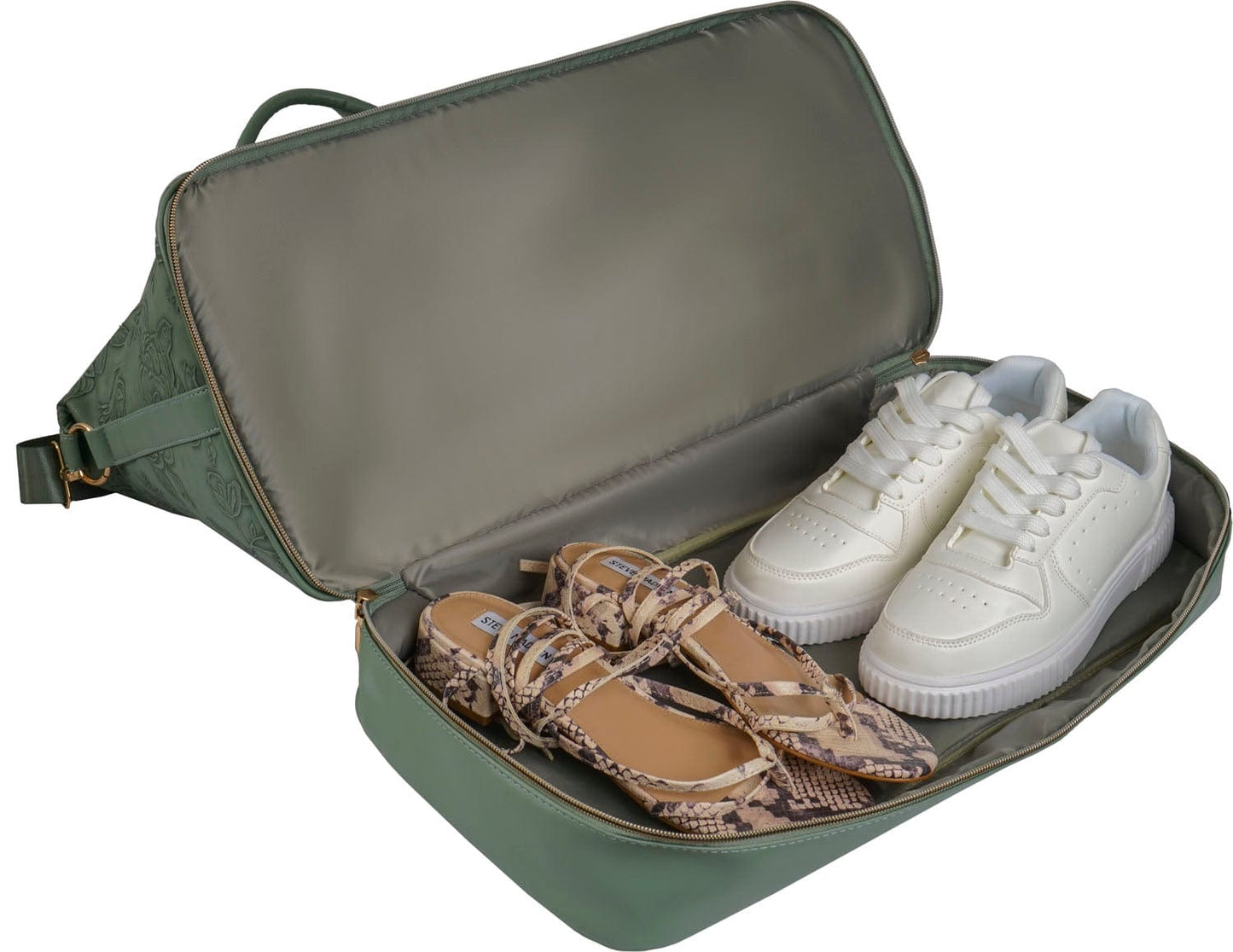 Ellen Tracy 20 Inch Floral Embossed Faux Leather Drop Bottom Duffel