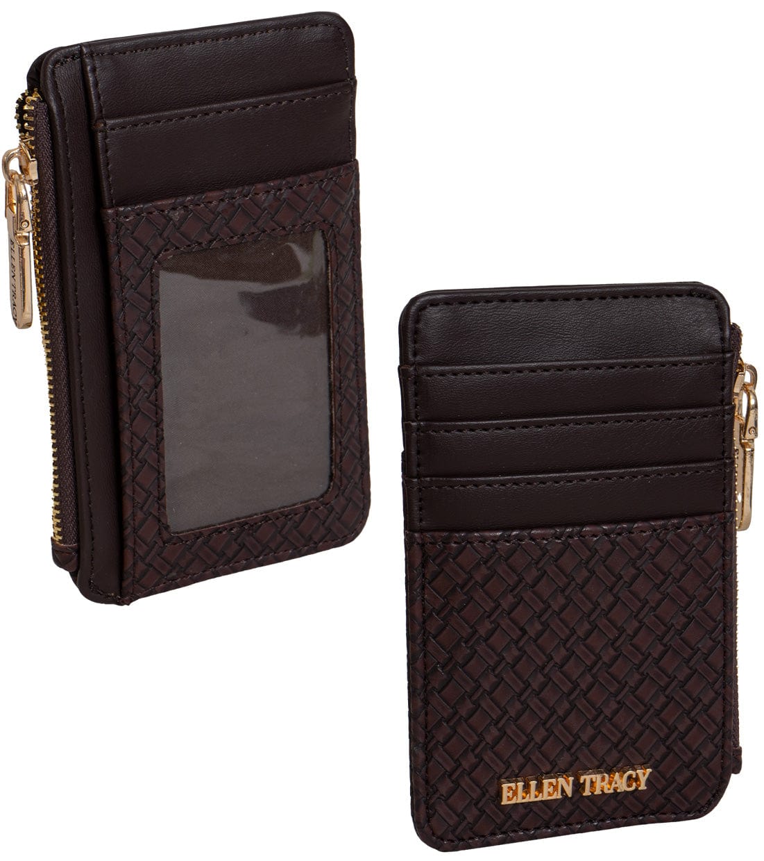 Ellen Tracy Basket Weave ID Card Case Wallet