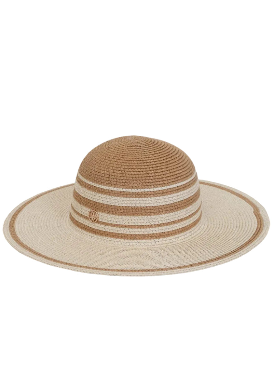 Adrienne Vittadini Straw Striped Color Block Floppy Hat