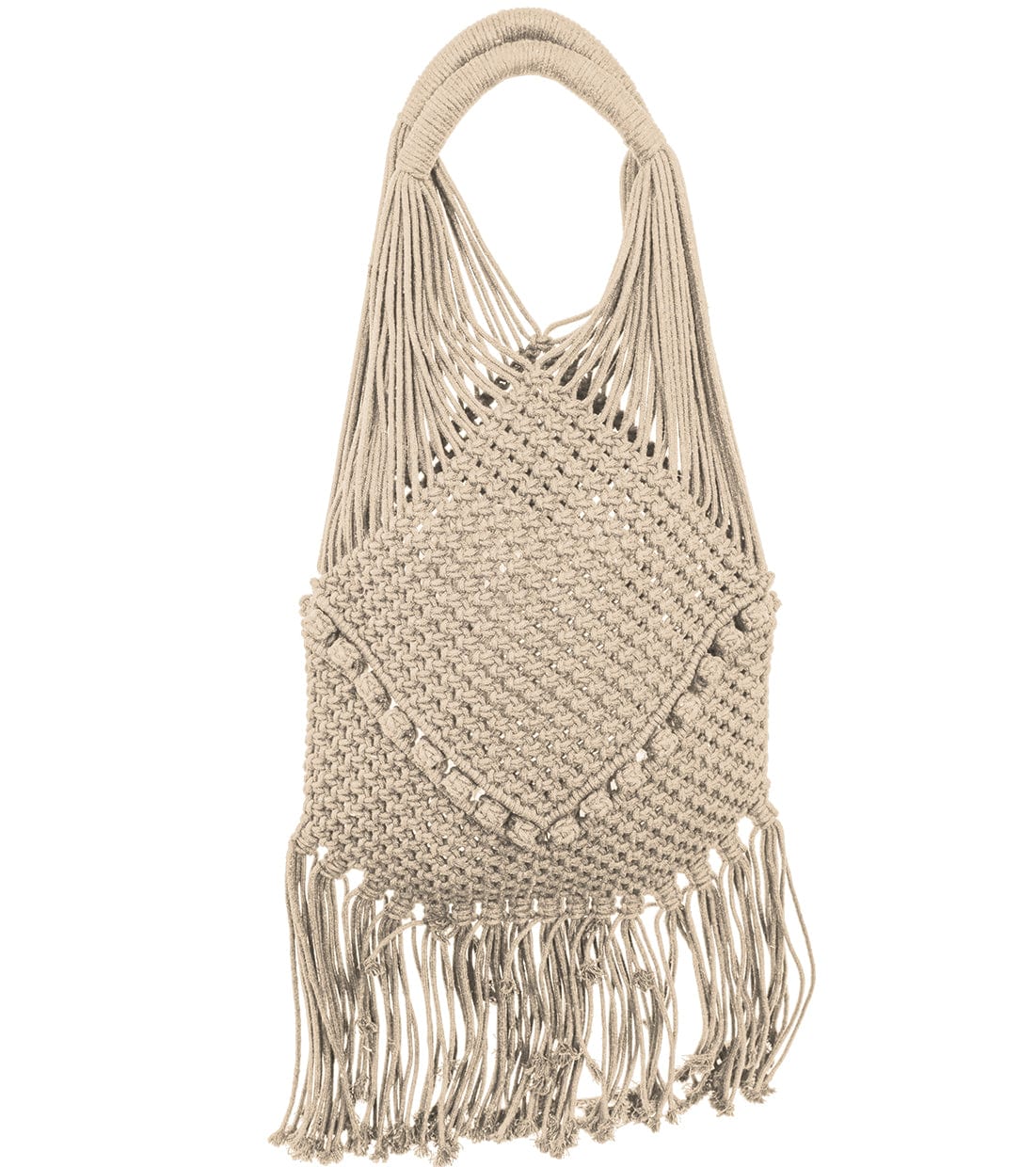 Magid Natural Cotton Macrame Fringe Shoulder Bag