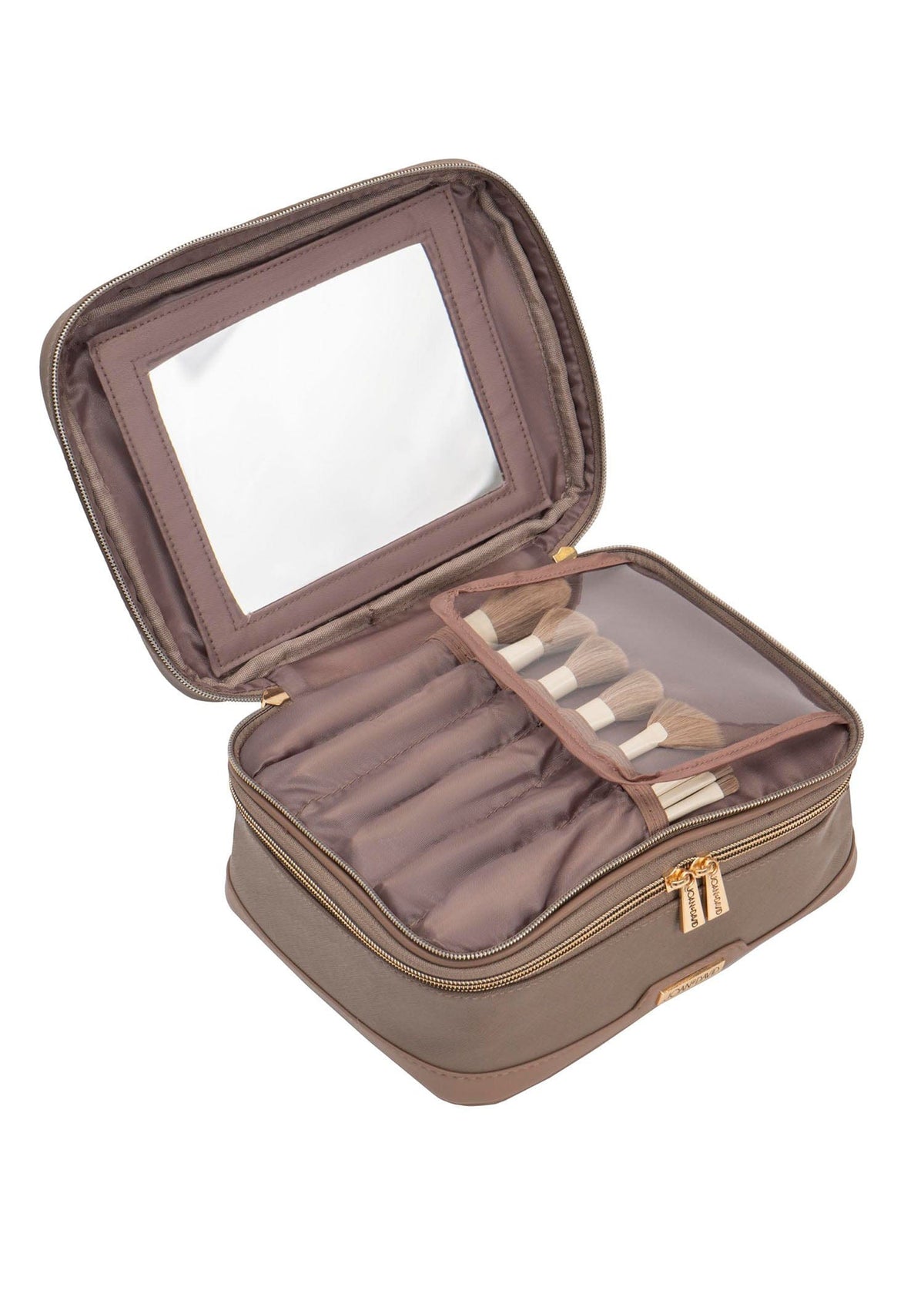 Joan & David Top Handle Saffiano Train Case Cosmetic Bag