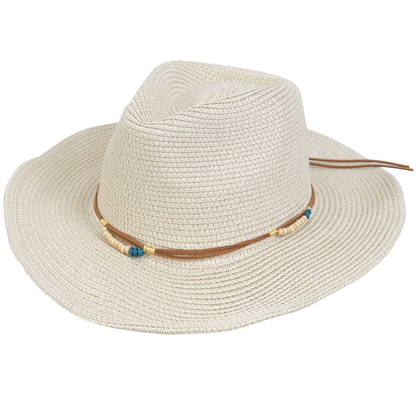 Magid Beaded Macrame Cowboy Straw Hat