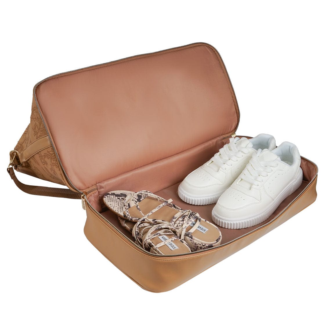 Ellen Tracy 20 Inch Floral Embossed Faux Leather Drop Bottom Duffel