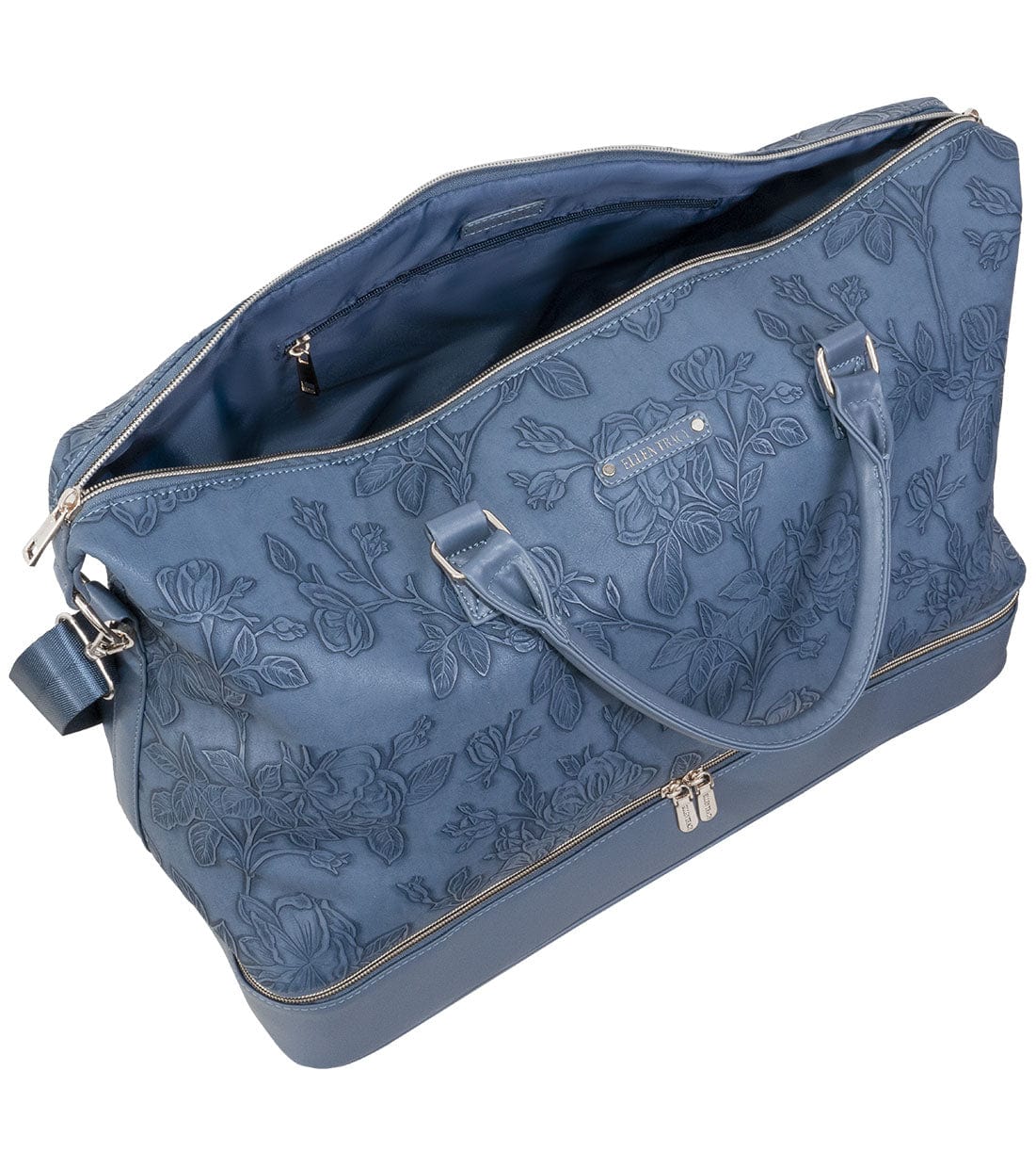 Ellen Tracy 20 Inch Floral Embossed Faux Leather Drop Bottom Duffel