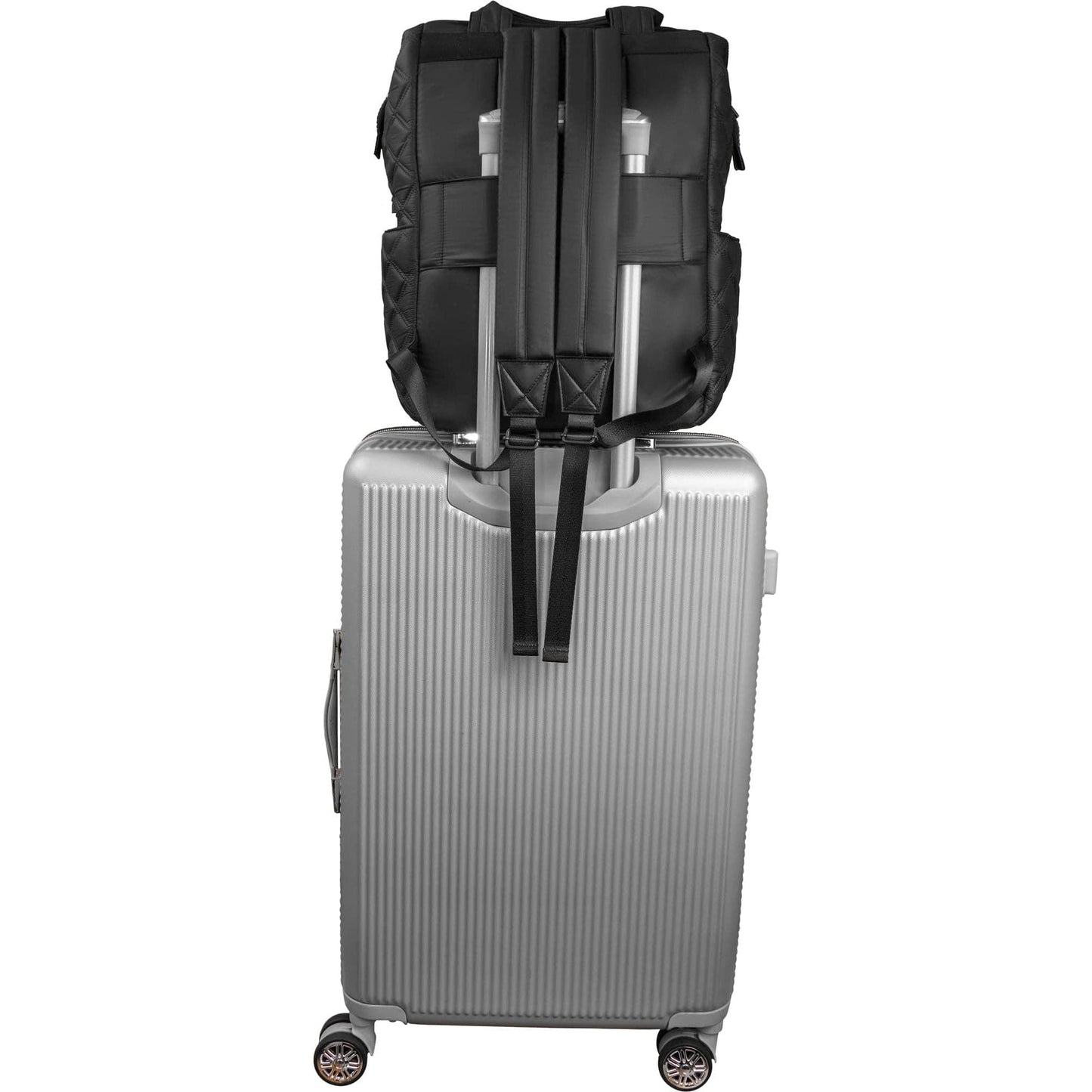 Joan & David Diamond Quilted Puffer Nylon Square Laptop Backpack