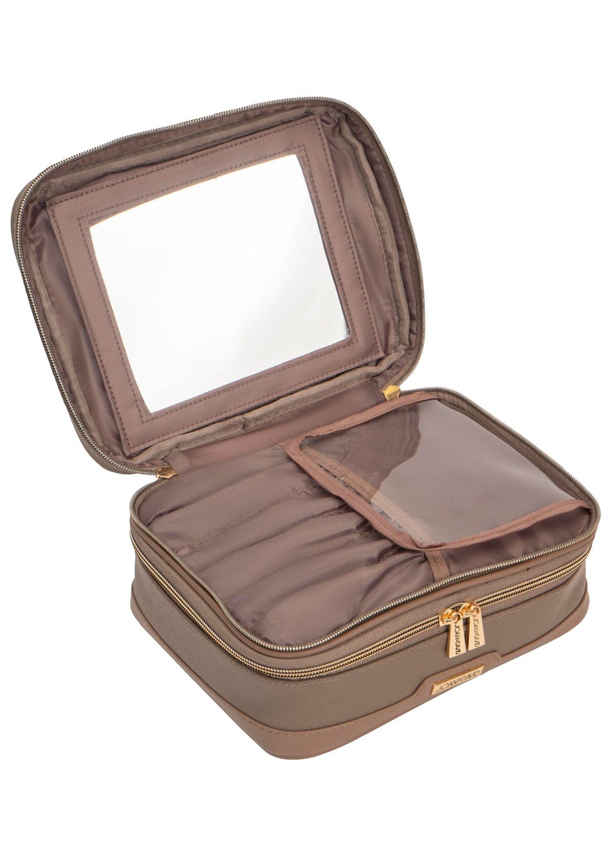 Joan & David Top Handle Saffiano Train Case Cosmetic Bag