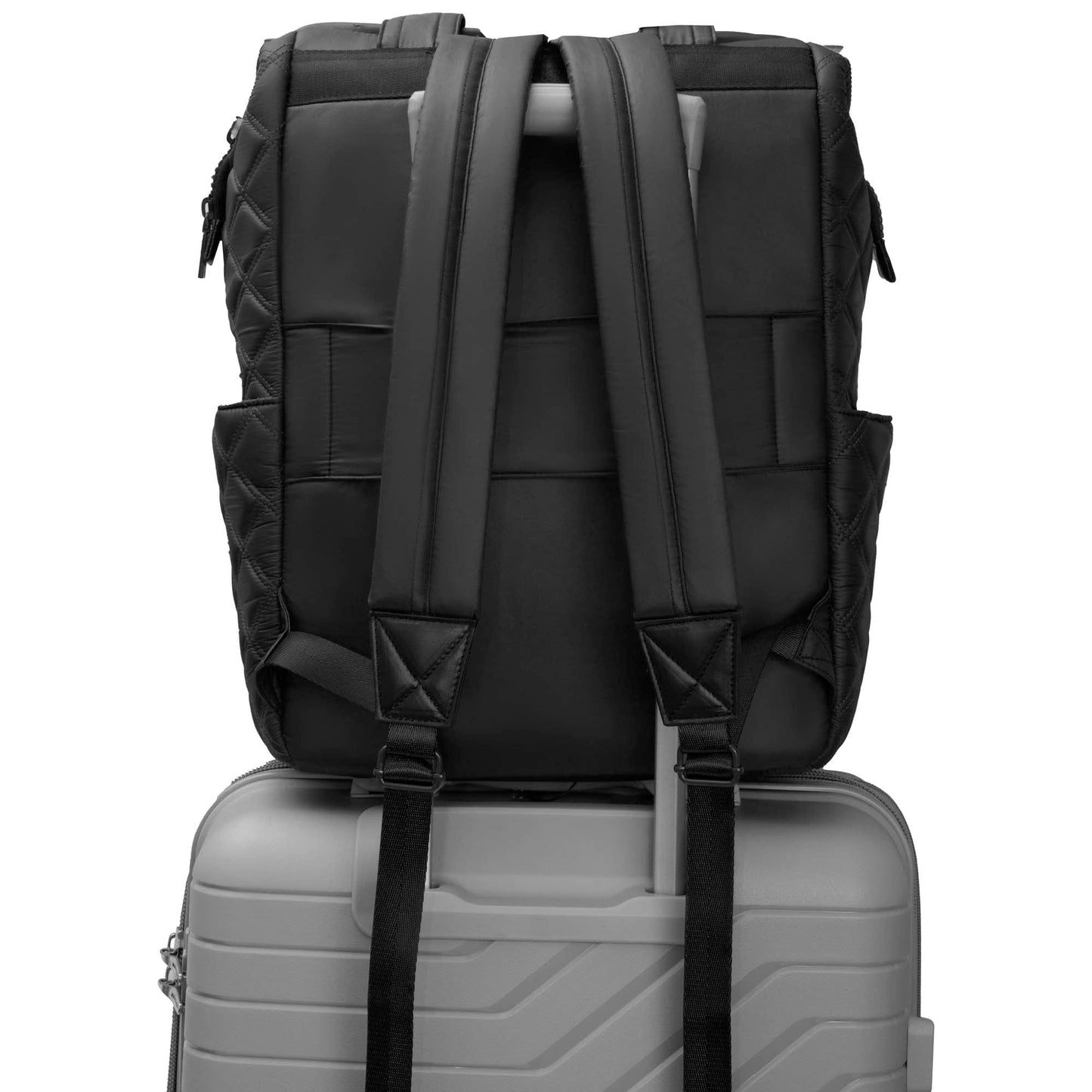 Joan & David Diamond Quilted Puffer Nylon Square Laptop Backpack