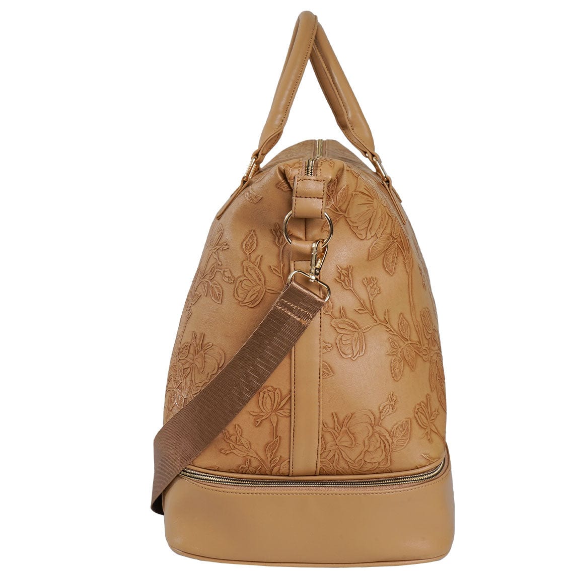 Ellen Tracy 20 Inch Floral Embossed Faux Leather Drop Bottom Duffel