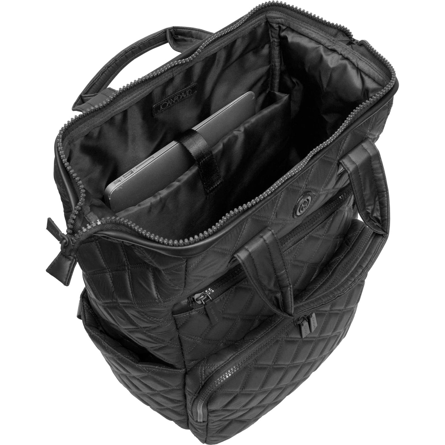 Joan & David Diamond Quilted Puffer Nylon Square Laptop Backpack