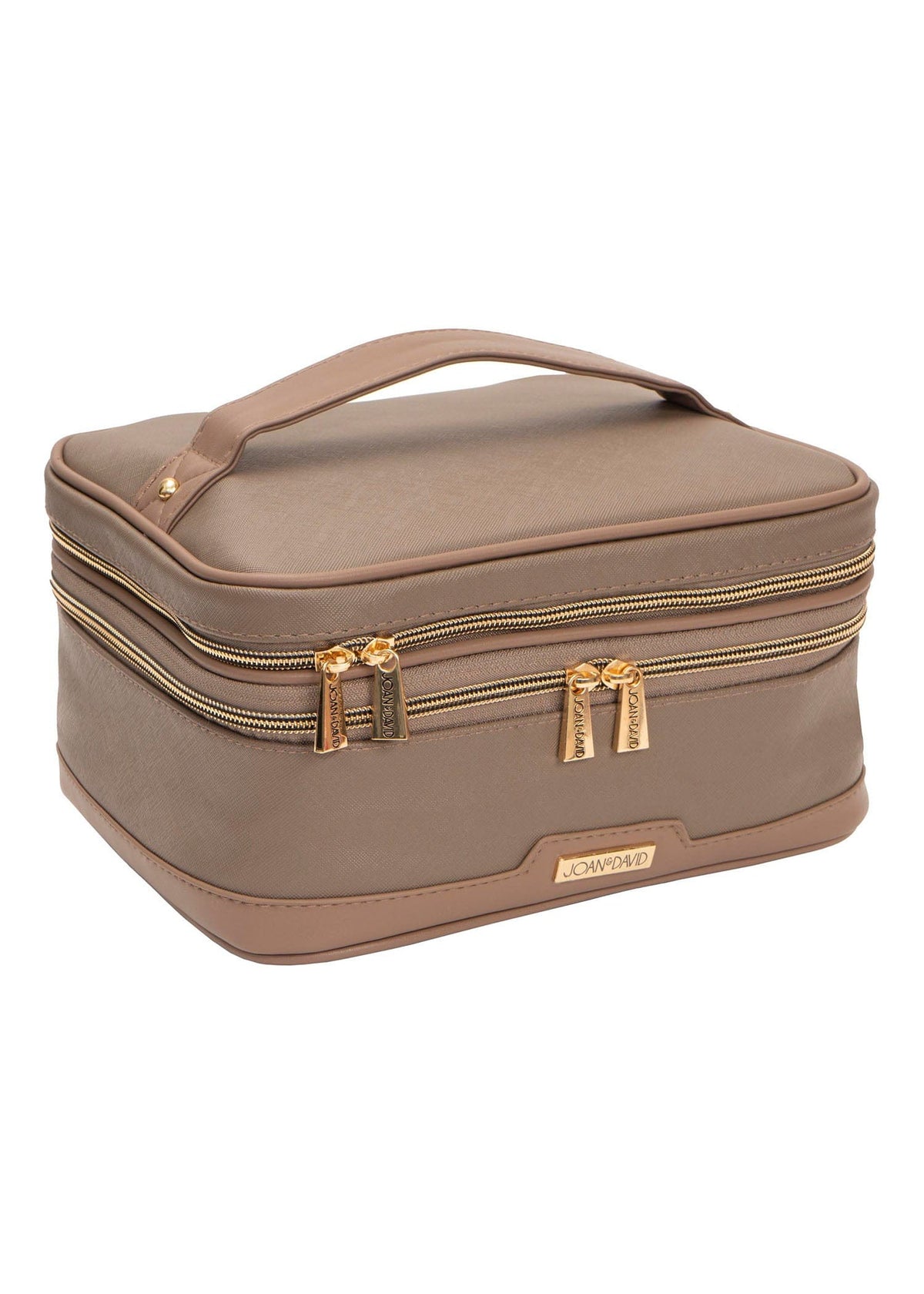 Joan & David Top Handle Saffiano Train Case Cosmetic Bag
