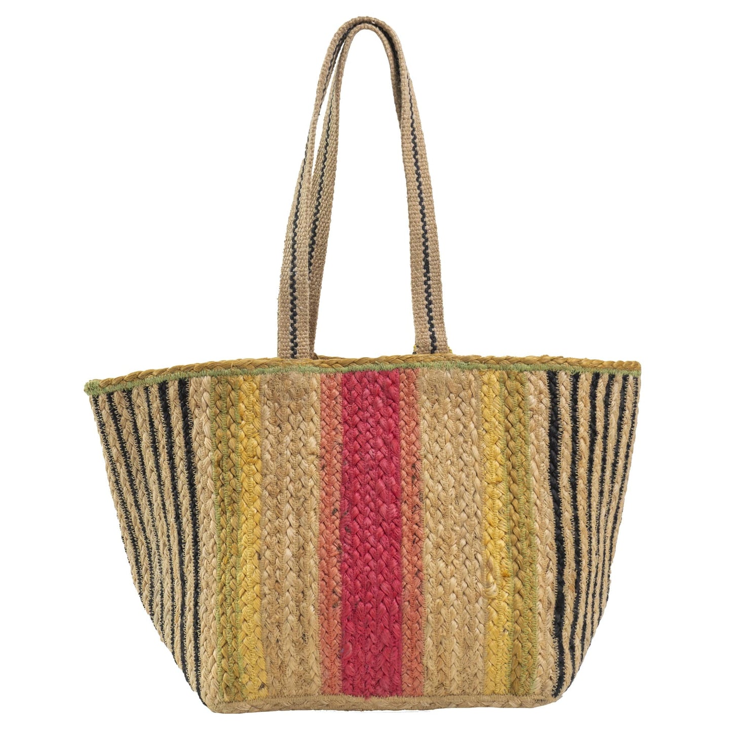 Magid Striped Natural Straw Jute Tote