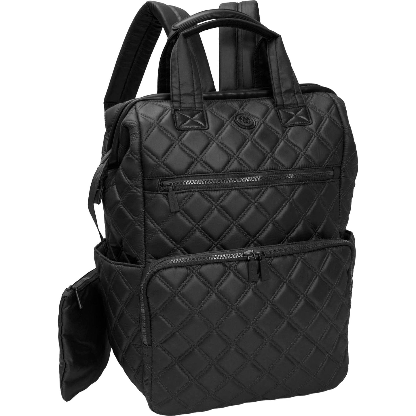 Joan & David Diamond Quilted Puffer Nylon Square Laptop Backpack