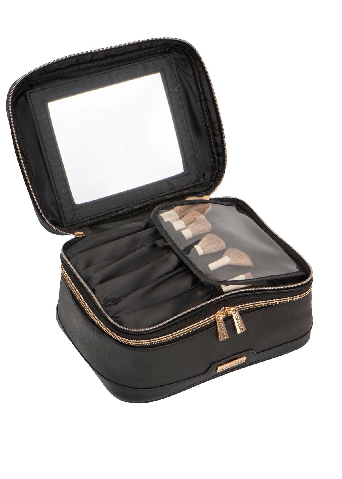 Joan & David Top Handle Saffiano Train Case Cosmetic Bag