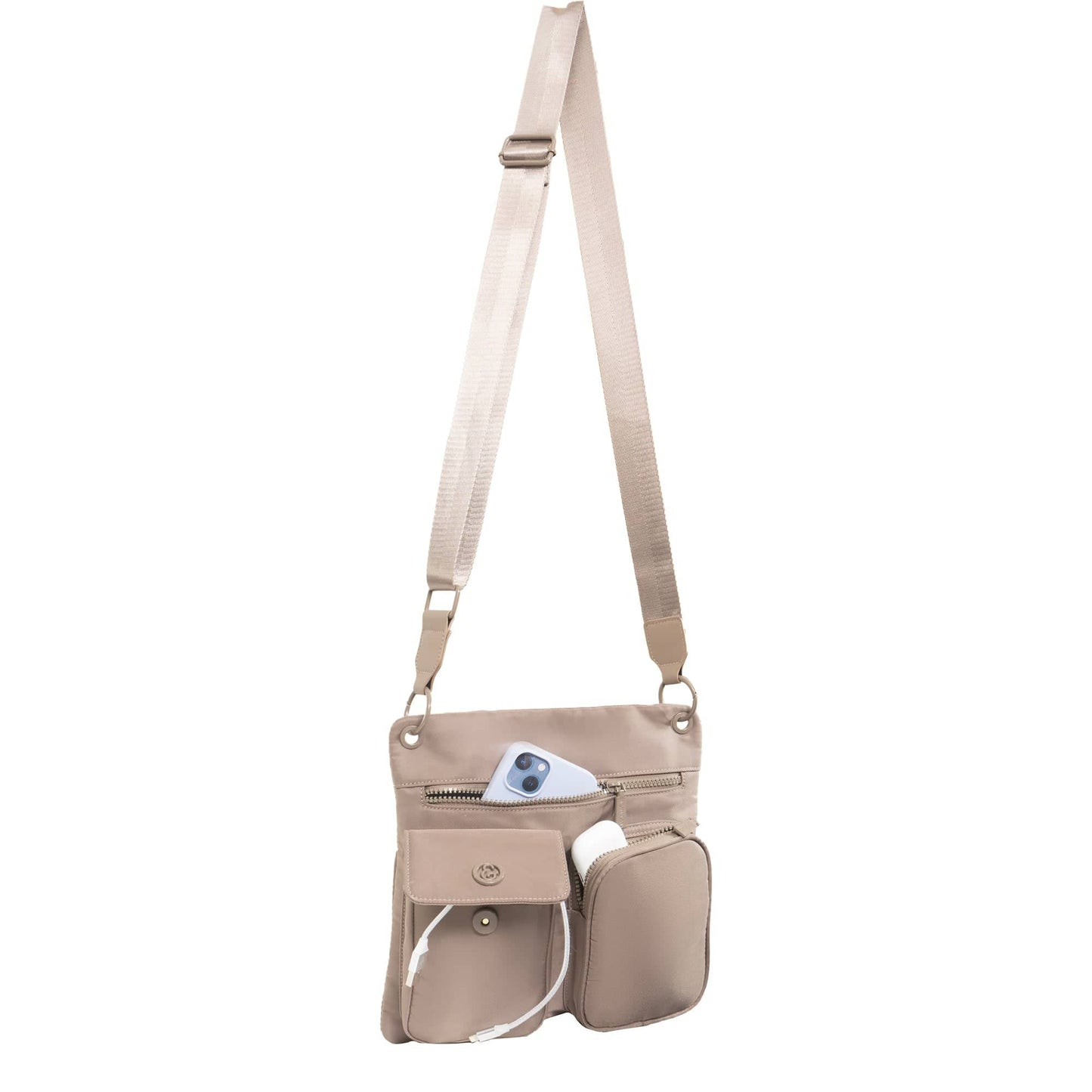 Joan & David The Kara 11 In. Twill Nylon Passport Crossbody Bag