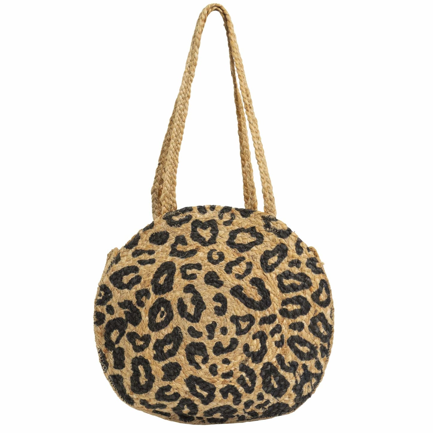 Magid Leopard Print Straw Jute Circle Tote