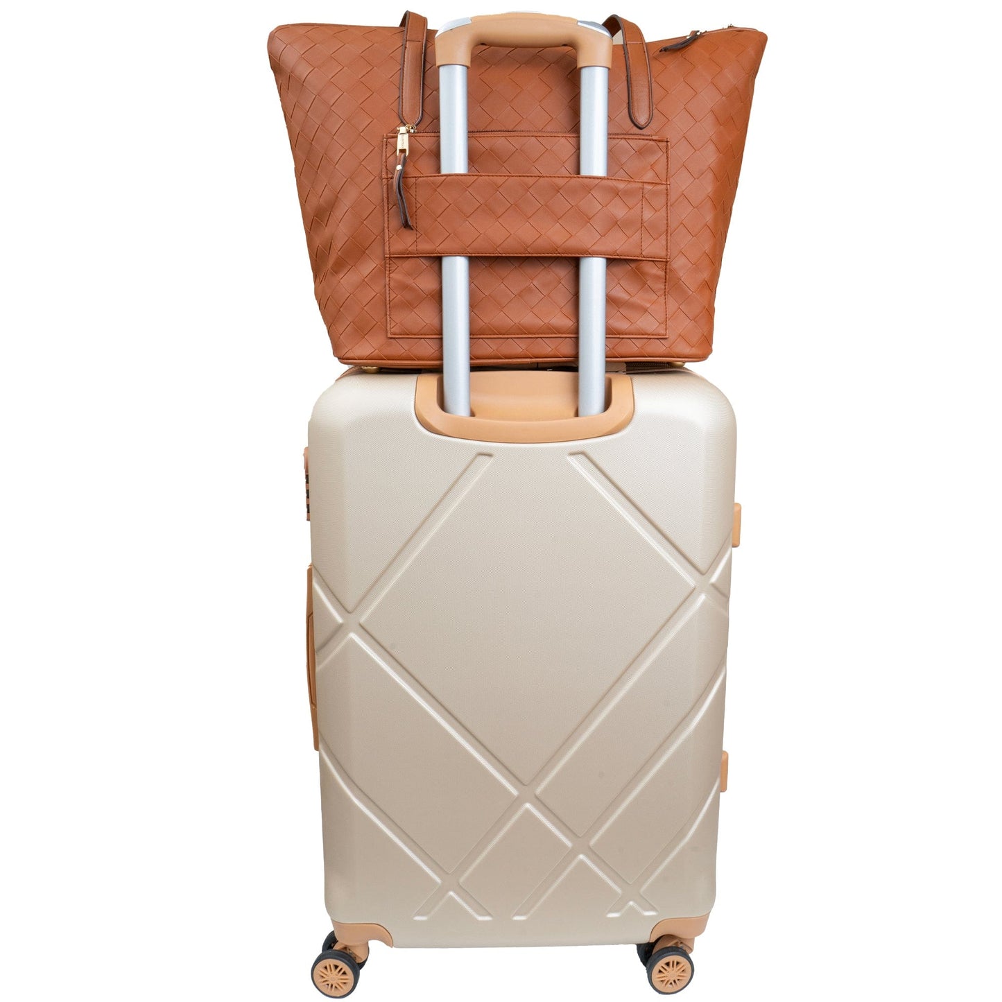 Ellen Tracy 20 Inch Basket Weave Quilted Nylon Large Travel Workbook Tote Bag