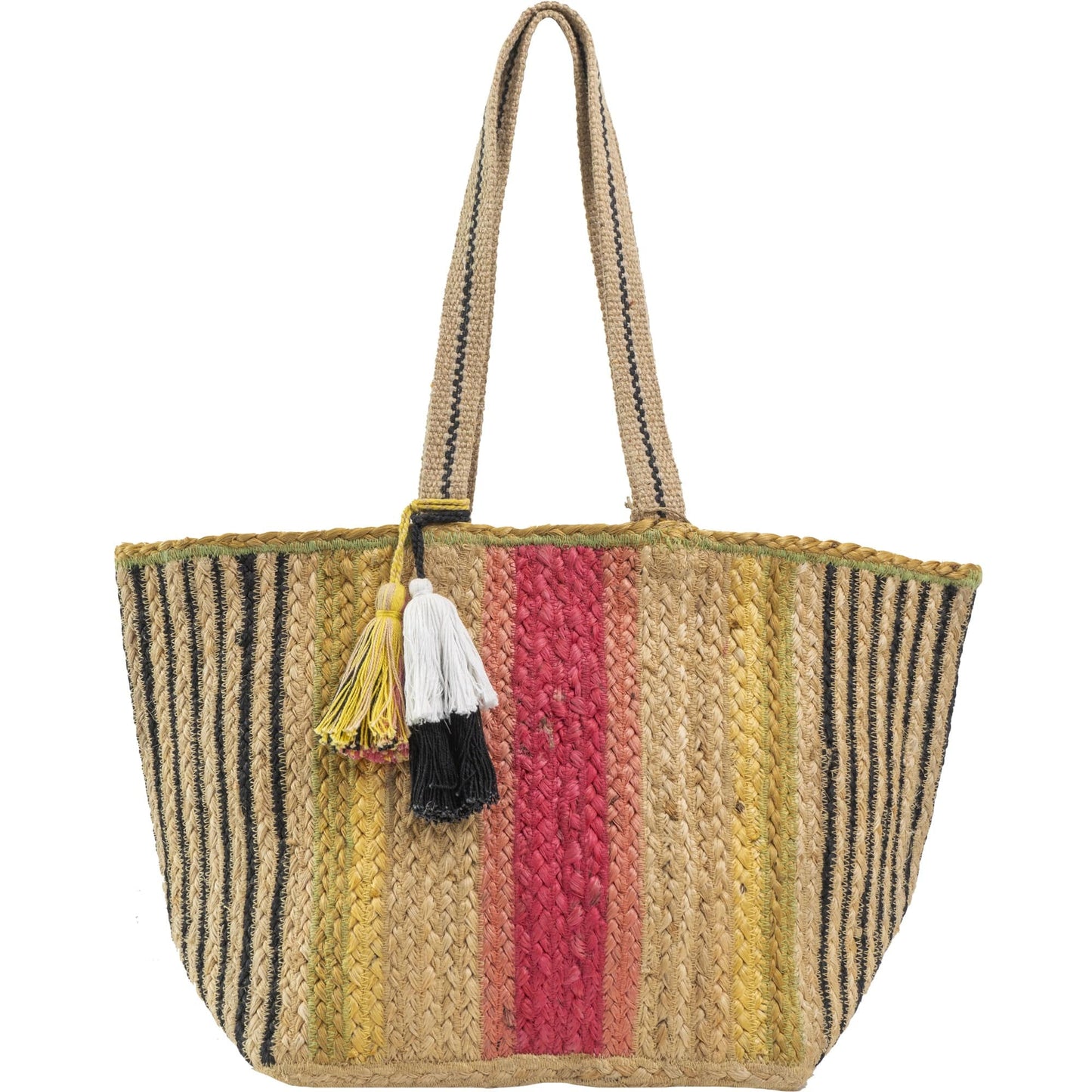 Magid Striped Natural Straw Jute Tote