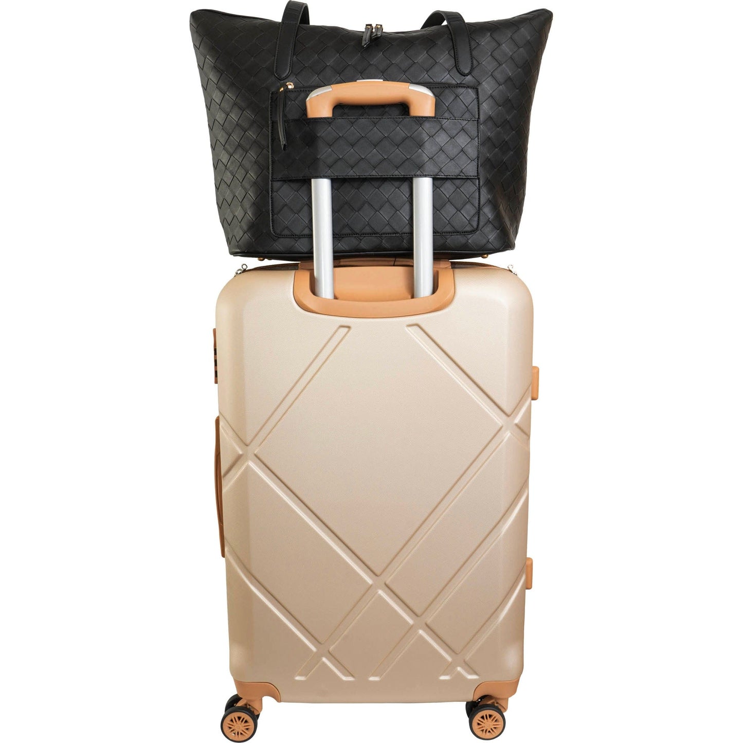 Ellen Tracy 20 Inch Basket Weave Quilted Nylon Large Travel Workbook Tote Bag