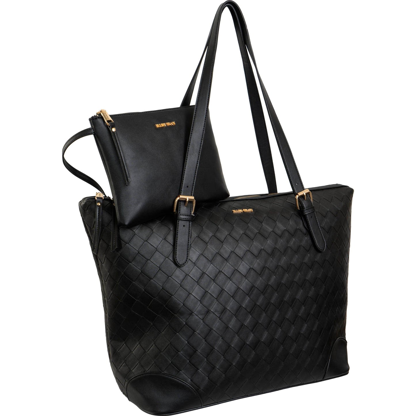 Ellen Tracy 20 Inch Basket Weave Quilted Nylon Large Travel Workbook Tote Bag