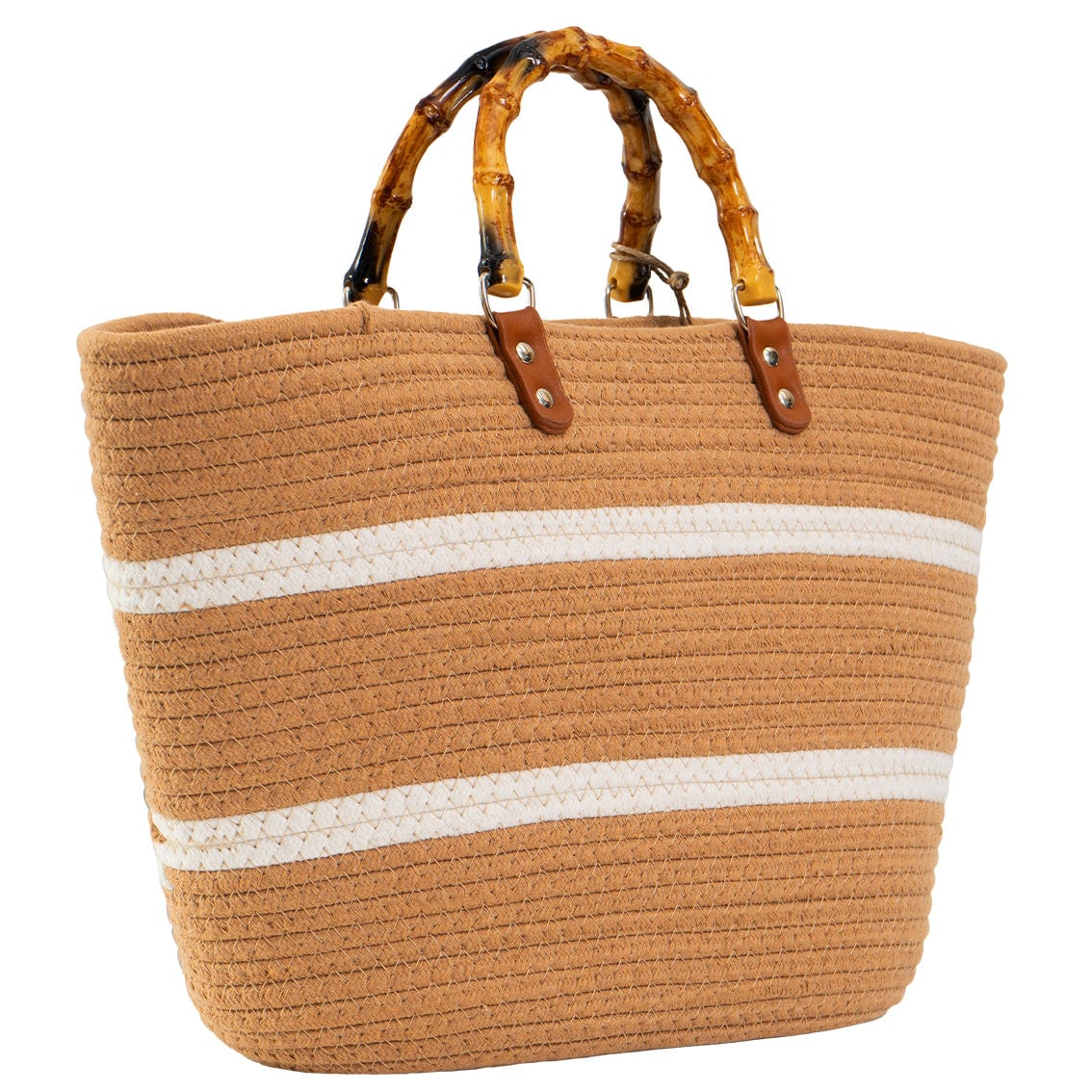 Magid Natural Cotton Woven Bamboo Handle Tote