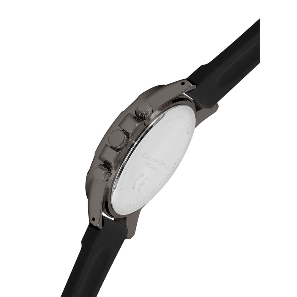 French Connection Men's 45MM Gun Metal Black Watch & Bracelet Gift Set
