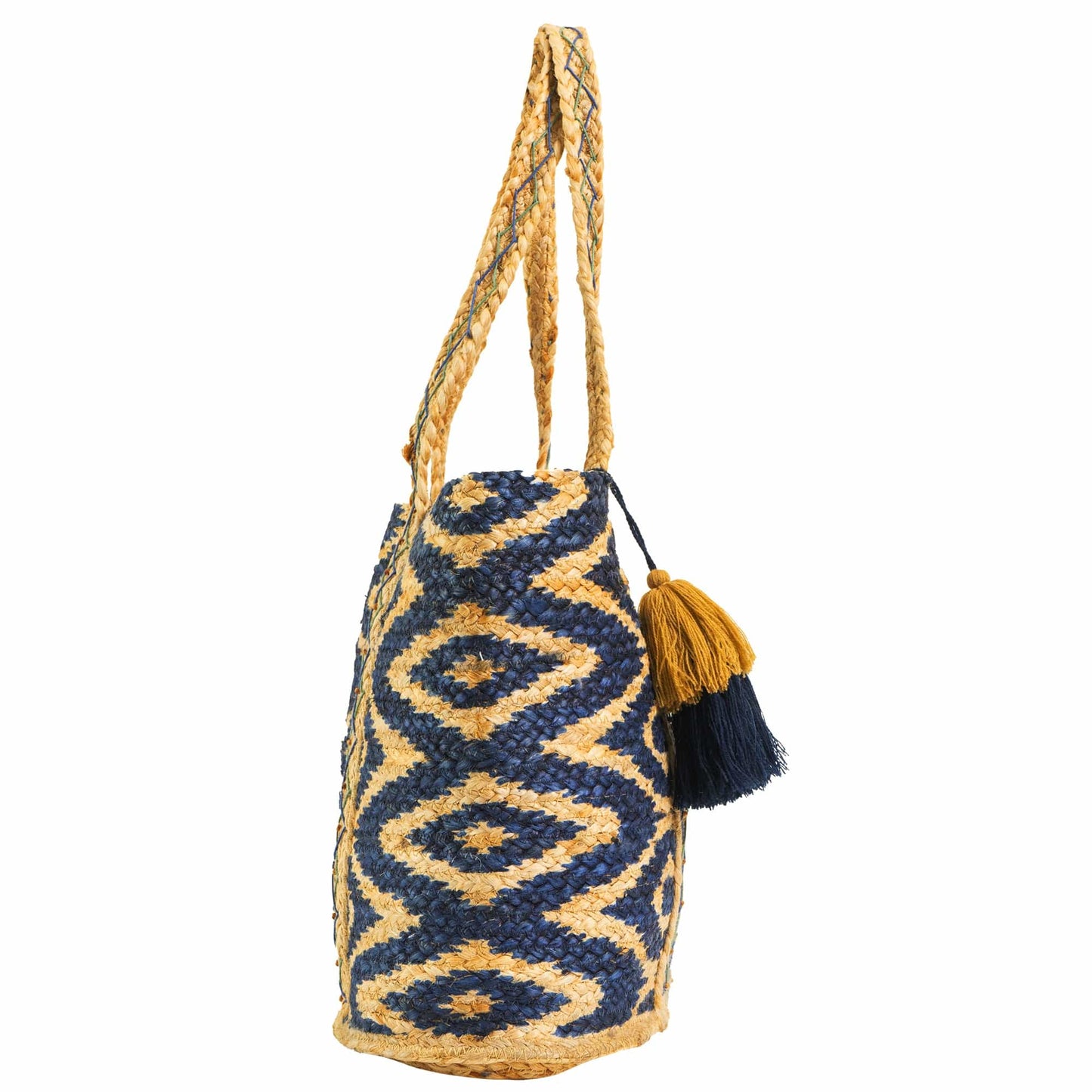 Magid Chevron Print Natural Straw Jute Tote