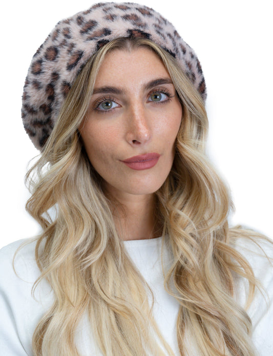 Adrienne Vittadini Leopard Print Beret