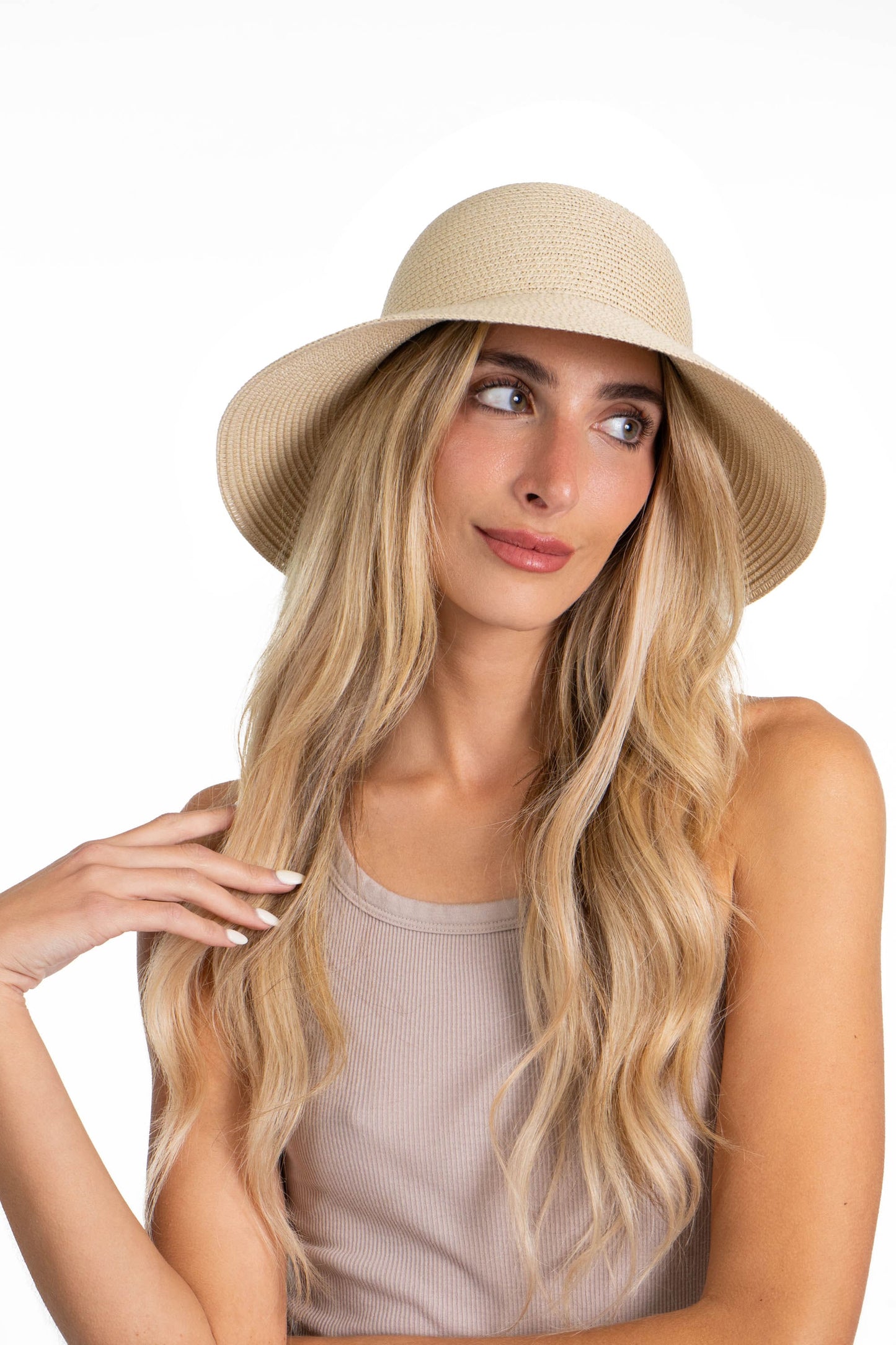 Adrienne Vittadini Chain Straw Bucket Hat