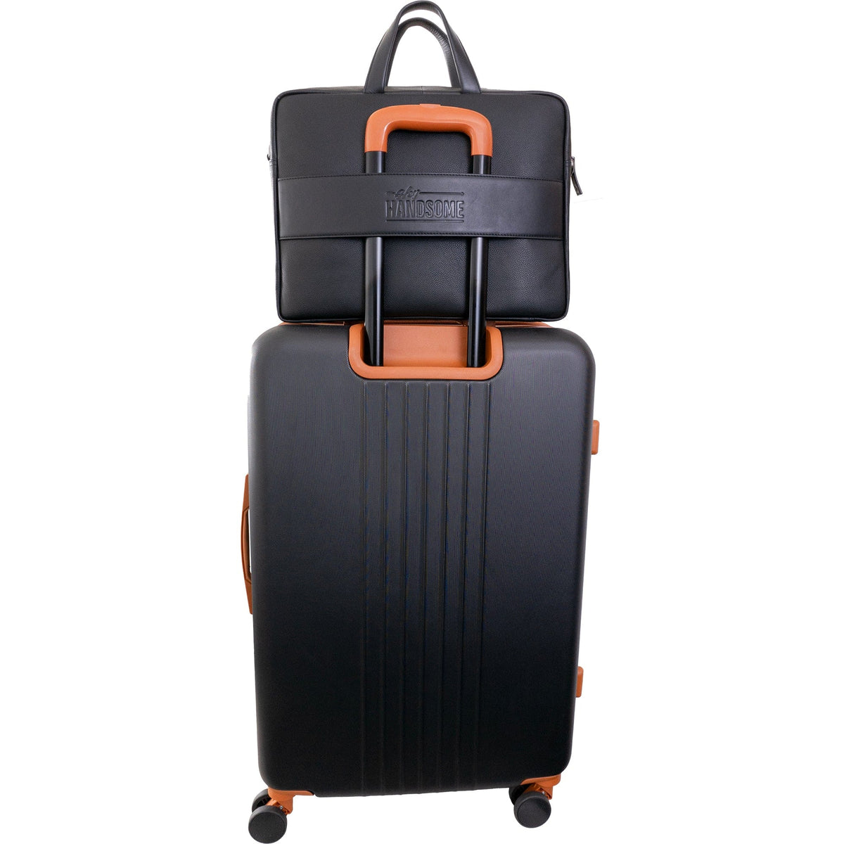 Boarding Pass Hey Handsome 18" Pebble Grain Genuine Leather Briefcase - Black