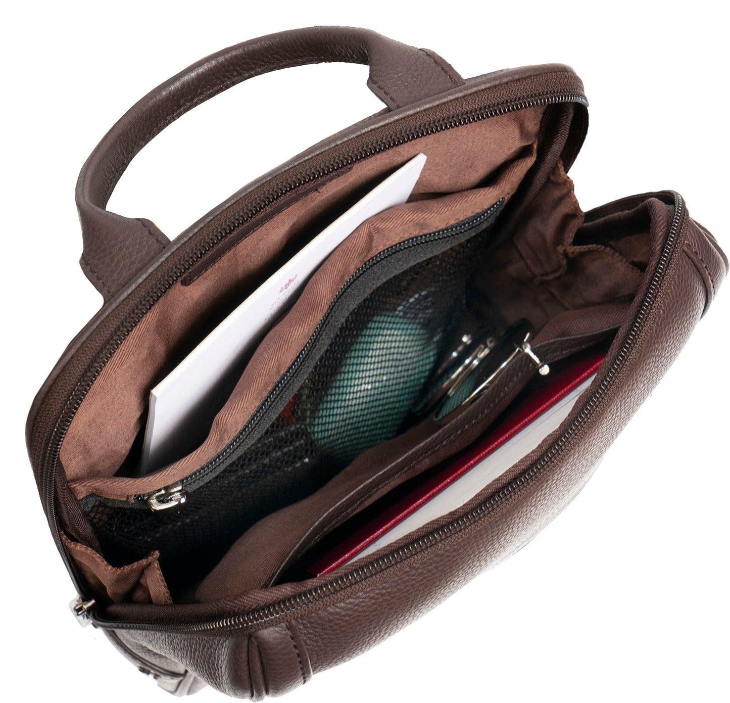 Boarding Pass Gotham 12" Pebble Grain Genuine Leather Messenger Bag - Chocolate
