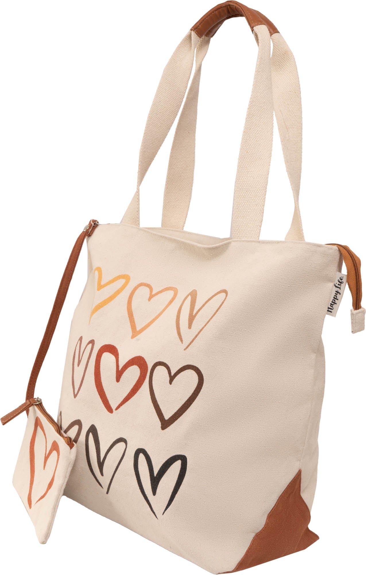 Magid Canvas Sketch Heart Print Tote With Pouch