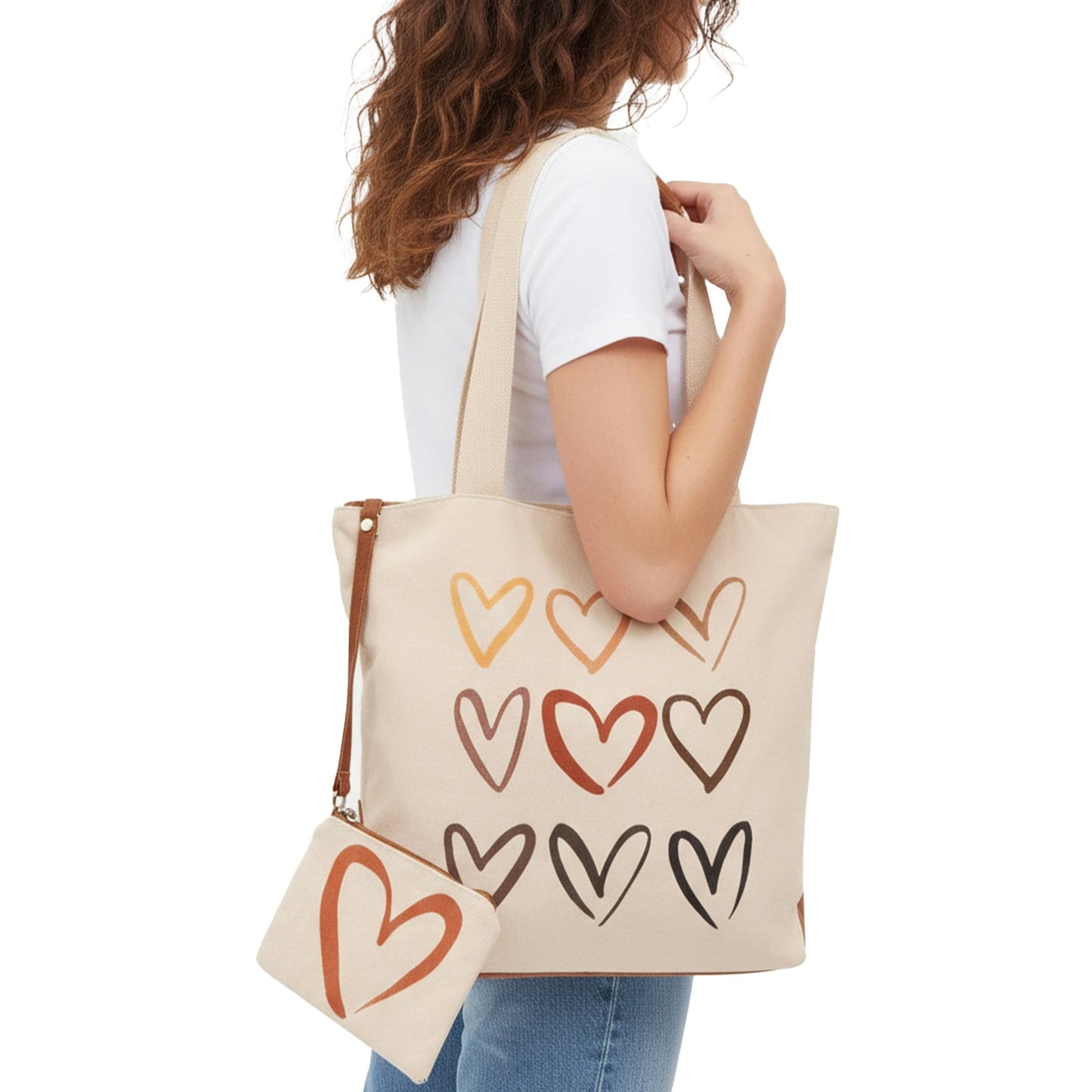 Magid Canvas Sketch Heart Print Tote With Pouch
