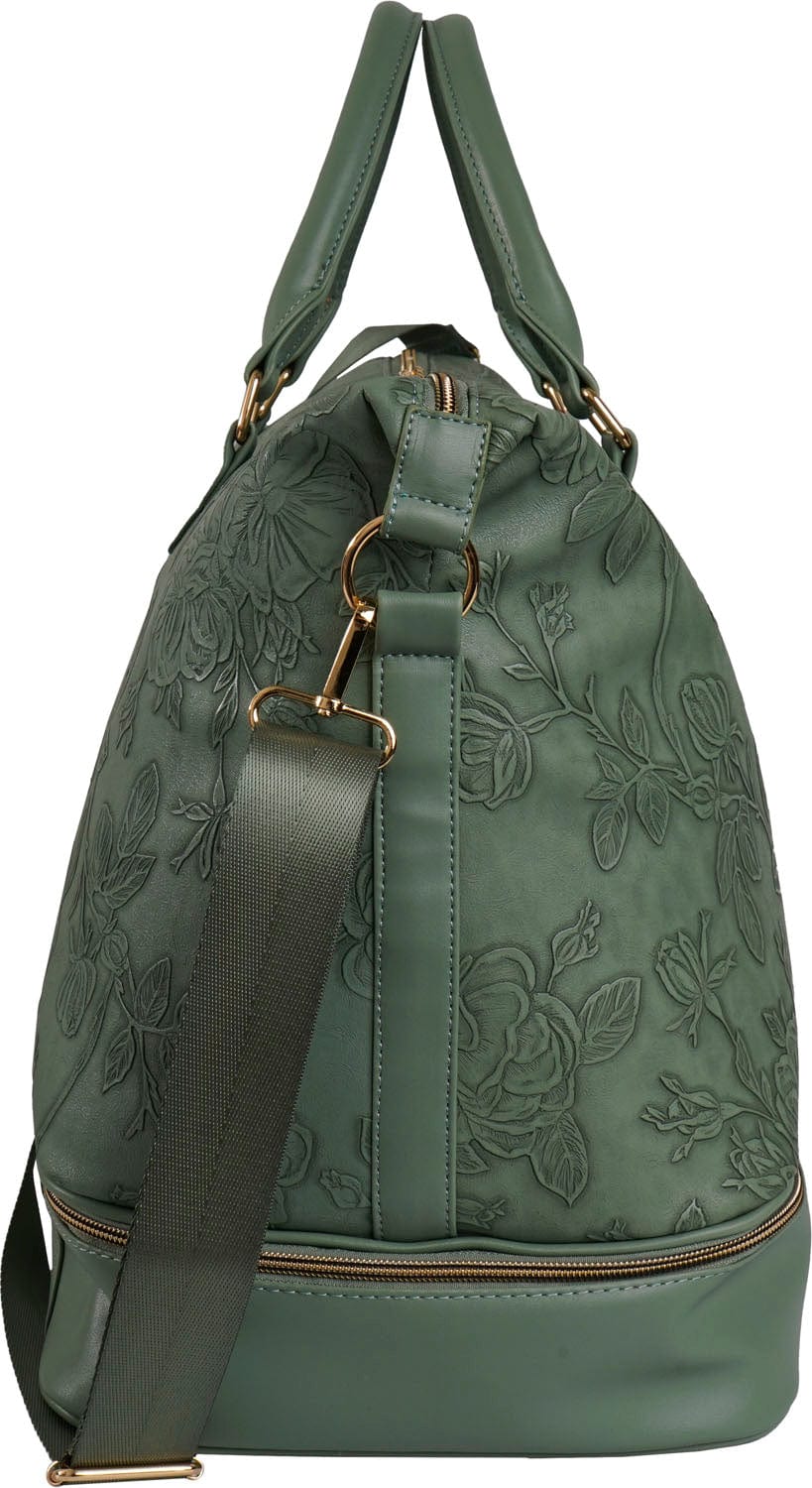 Ellen Tracy 20 Inch Floral Embossed Drop Bottom Duffel