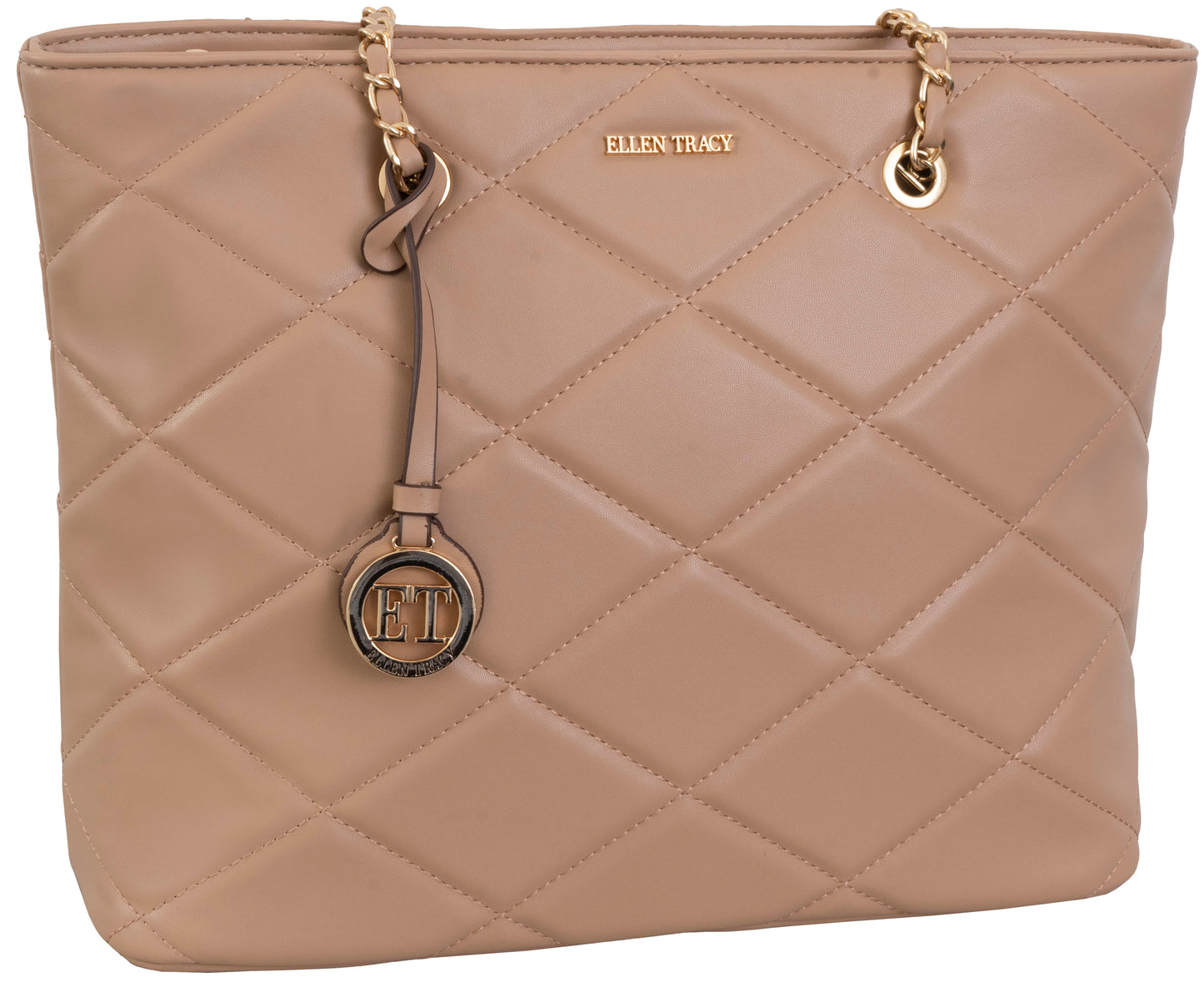 Ellen Tracy Smooth Diamond Quilted Tote Bag