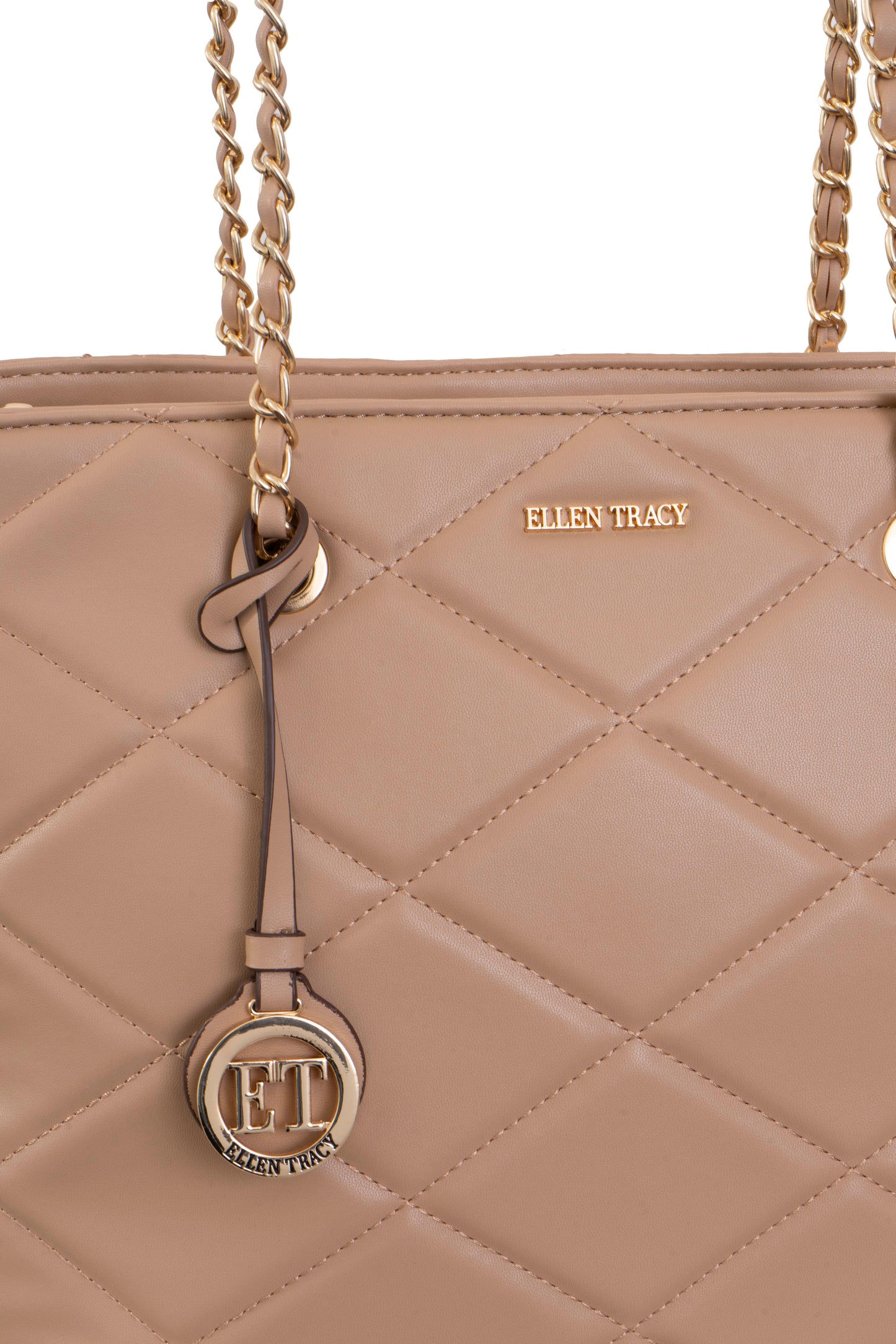 Ellen Tracy Smooth Diamond Quilted Tote Bag