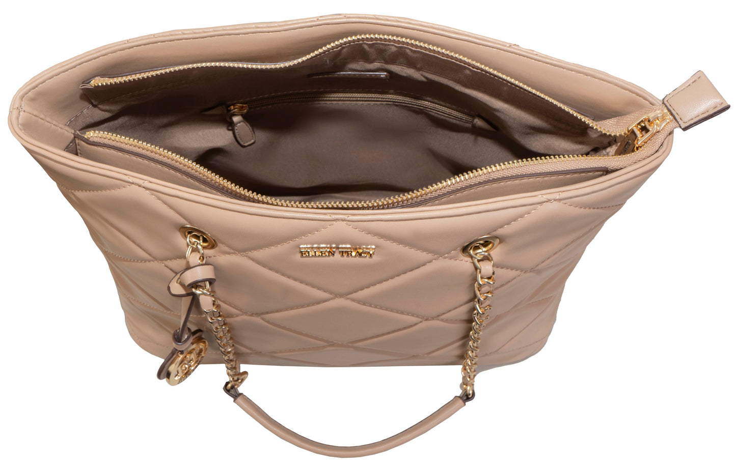 Ellen Tracy Smooth Diamond Quilted Tote Bag