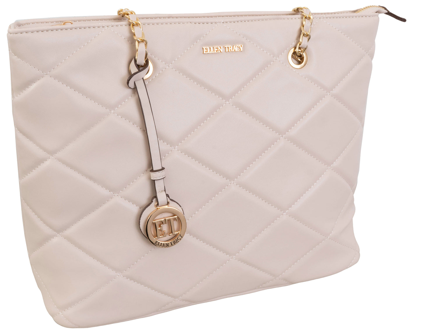 Ellen Tracy Smooth Diamond Quilted Tote Bag