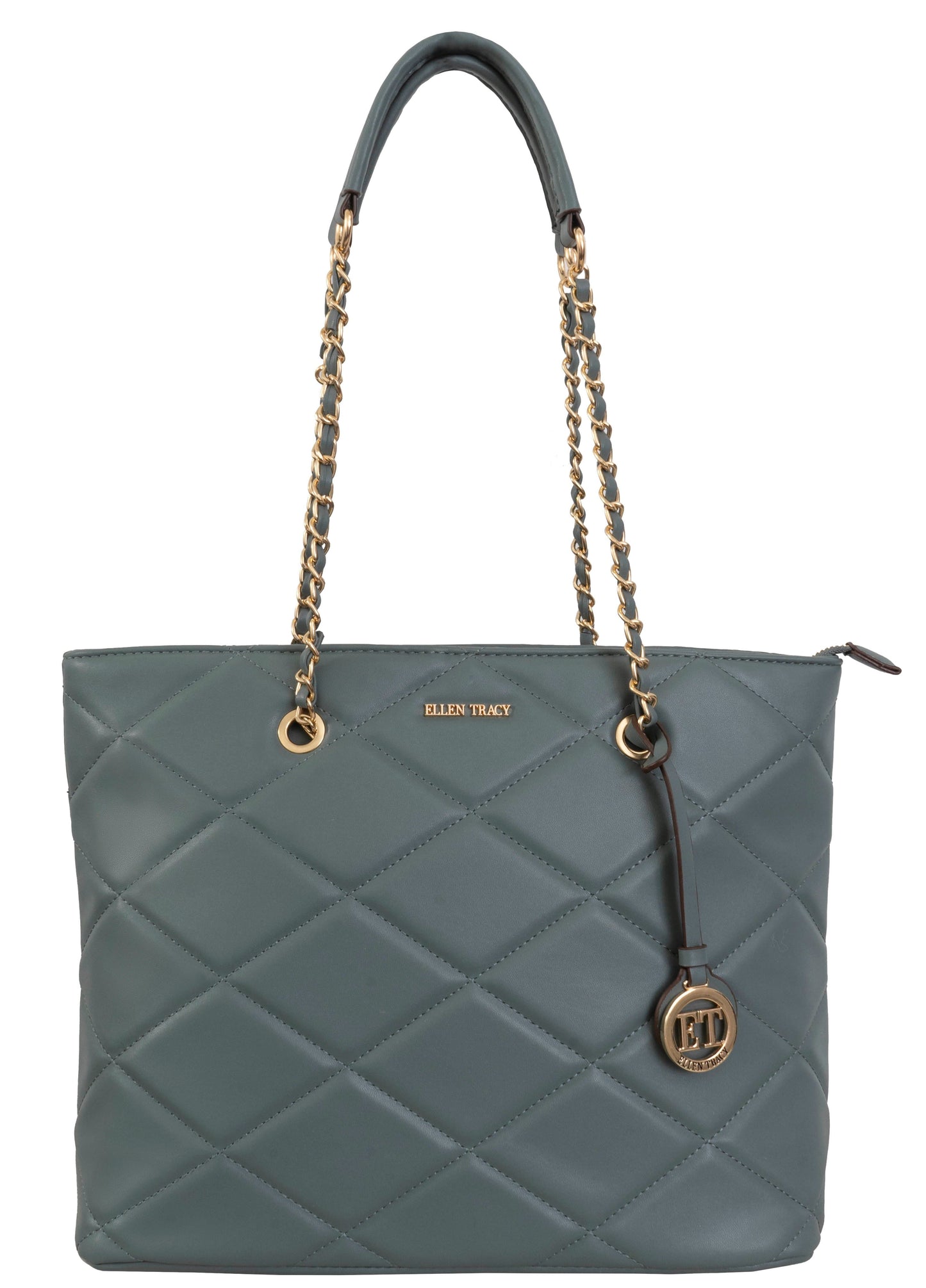 Ellen Tracy Smooth Diamond Quilted Tote Bag