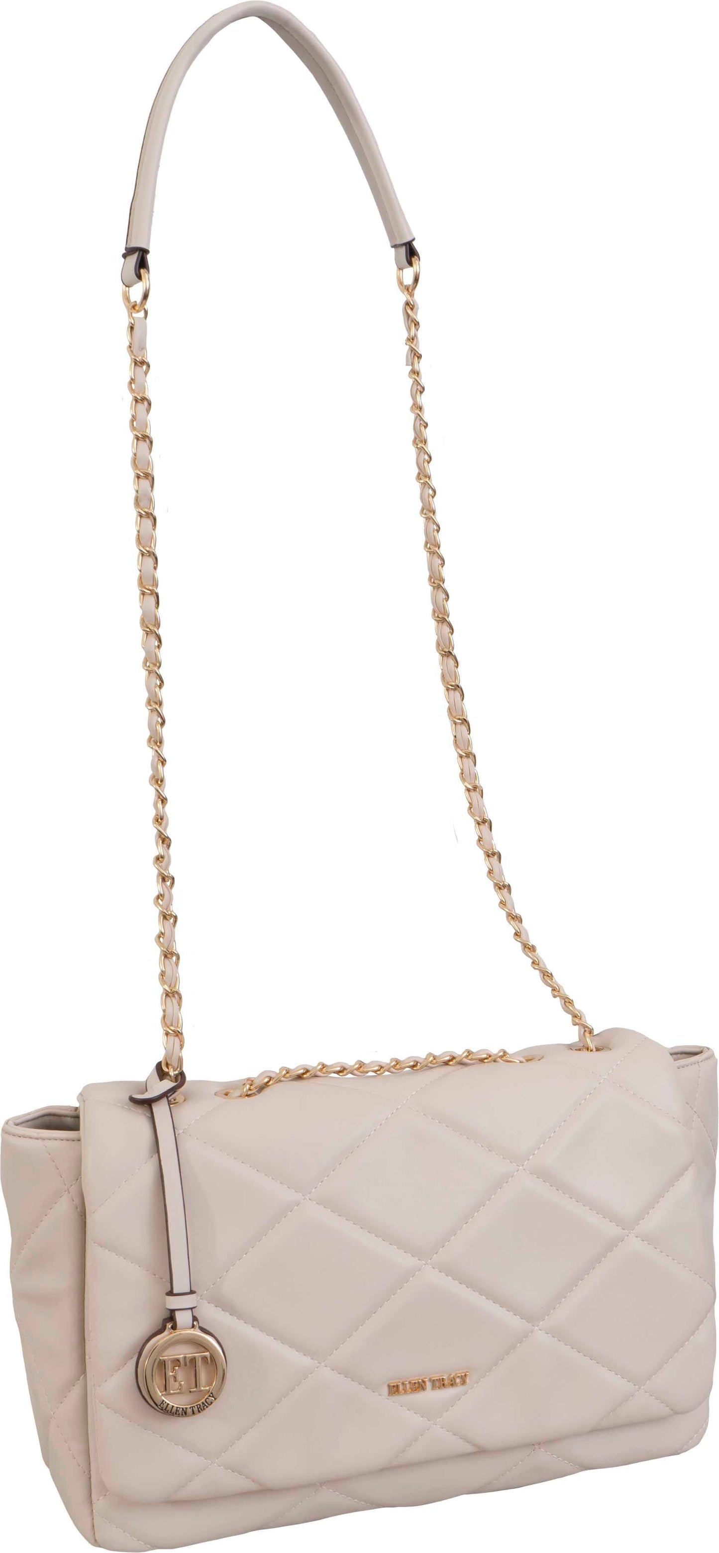 Ellen Tracy Smooth Diamond Quilted Flap Bag