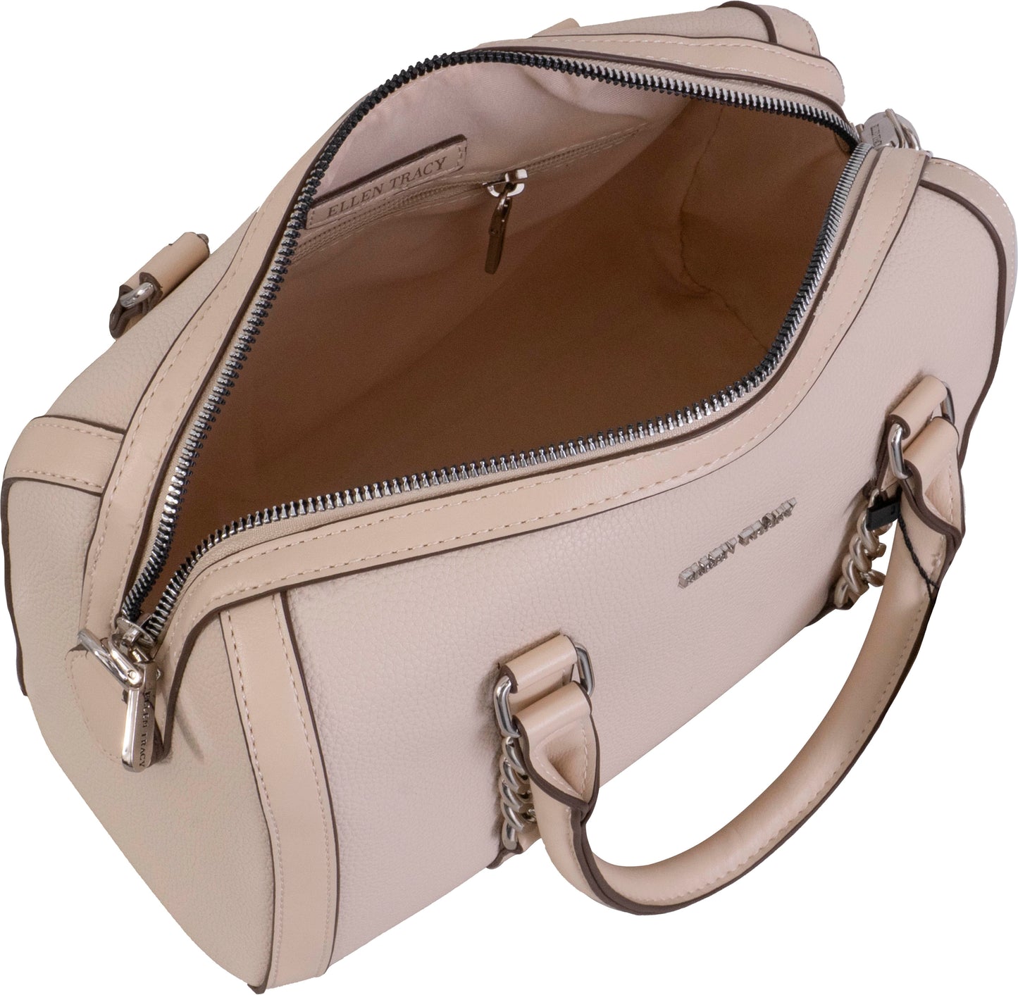 Ellen Tracy Pebble Grain Chain Barrel Crossbody