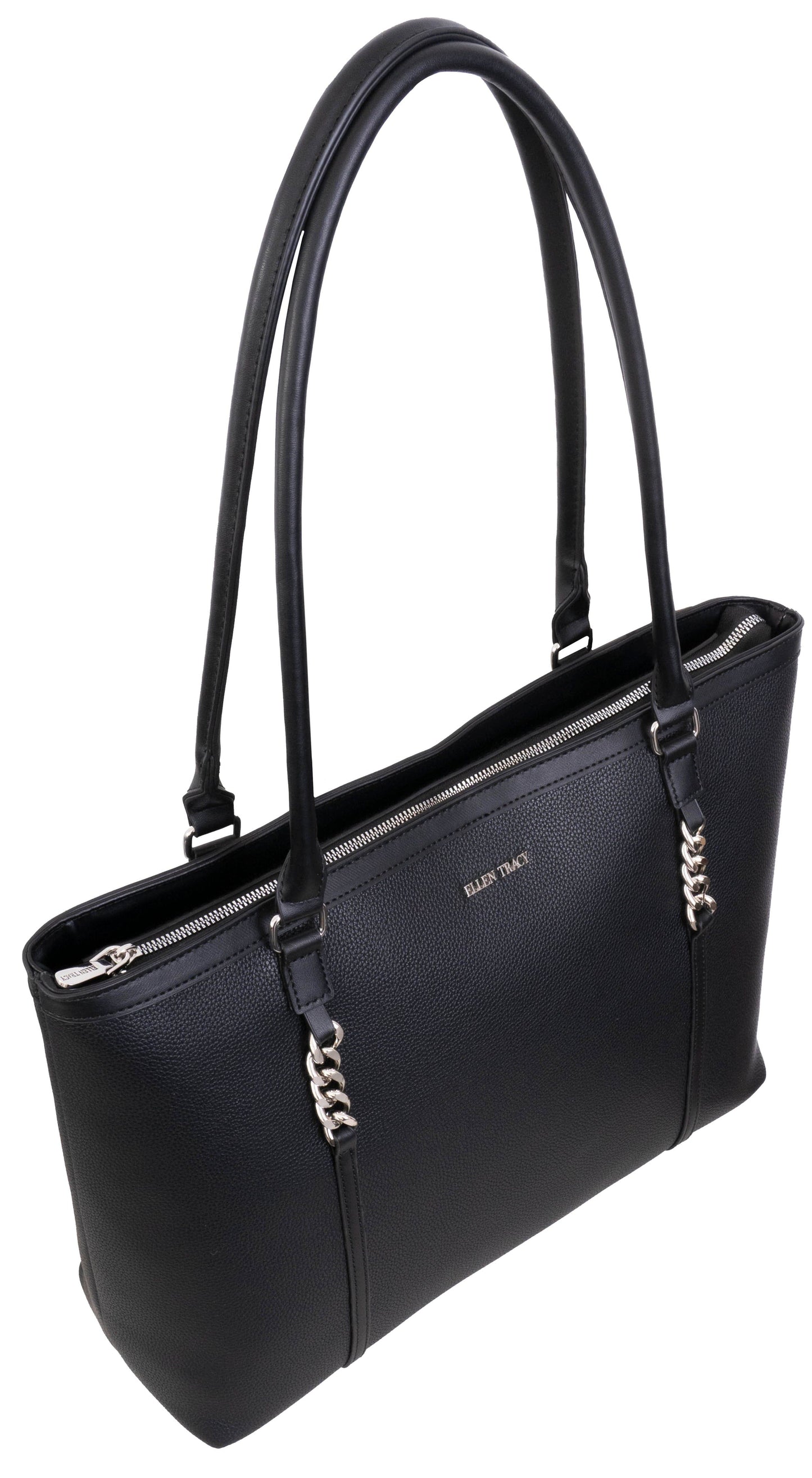 Ellen Tracy Pebble Grain Chain Tote Bag