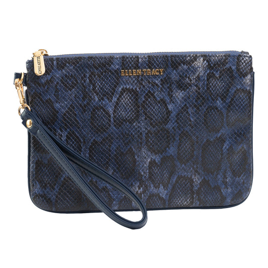 Ellen Tracy Python Faux Leather Print Wristlet
