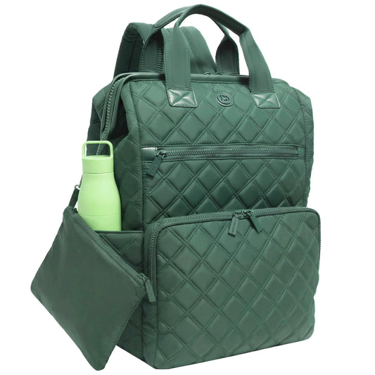 Joan & David Diamond Quilted Puffer Nylon Square Laptop Backpack