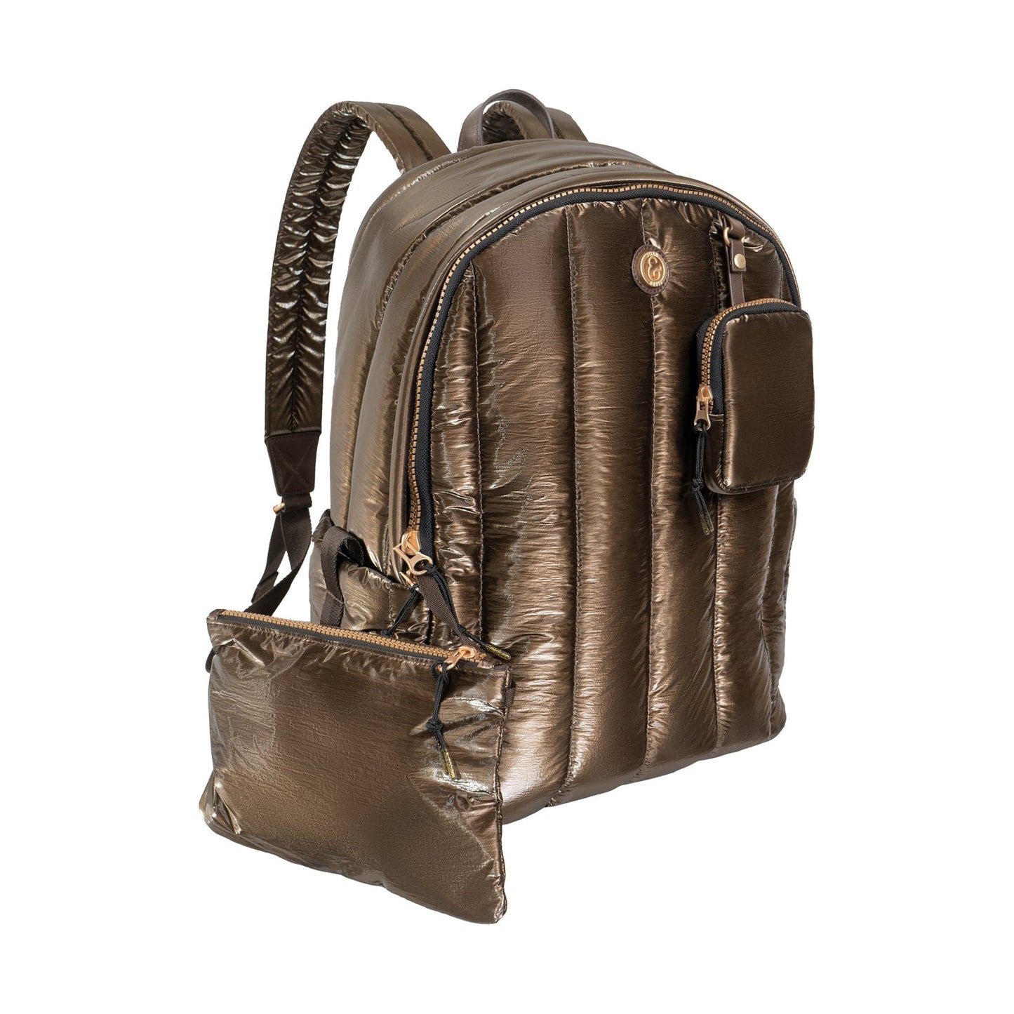 Joan & David Tubular Quilted Metallic Puffer Nylon 18-Inch Workbook Backpack