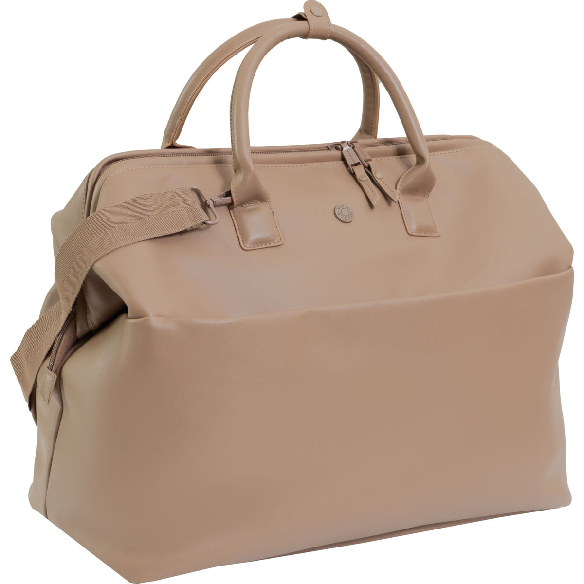 Max Studio 18 Inch Smooth Faux Vachetta PU Frame Weekender Duffle