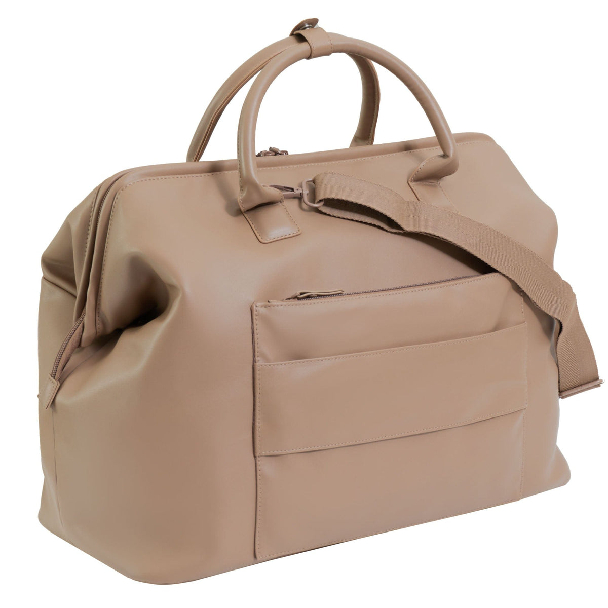 Max Studio 18 Inch Smooth Faux Vachetta PU Frame Weekender Duffle