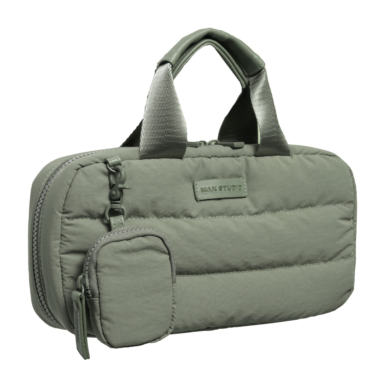 Max Studio The Crinkle Tubular Quilted Puffer Nylon Hanging Toiletry Case with Detachable Pouch