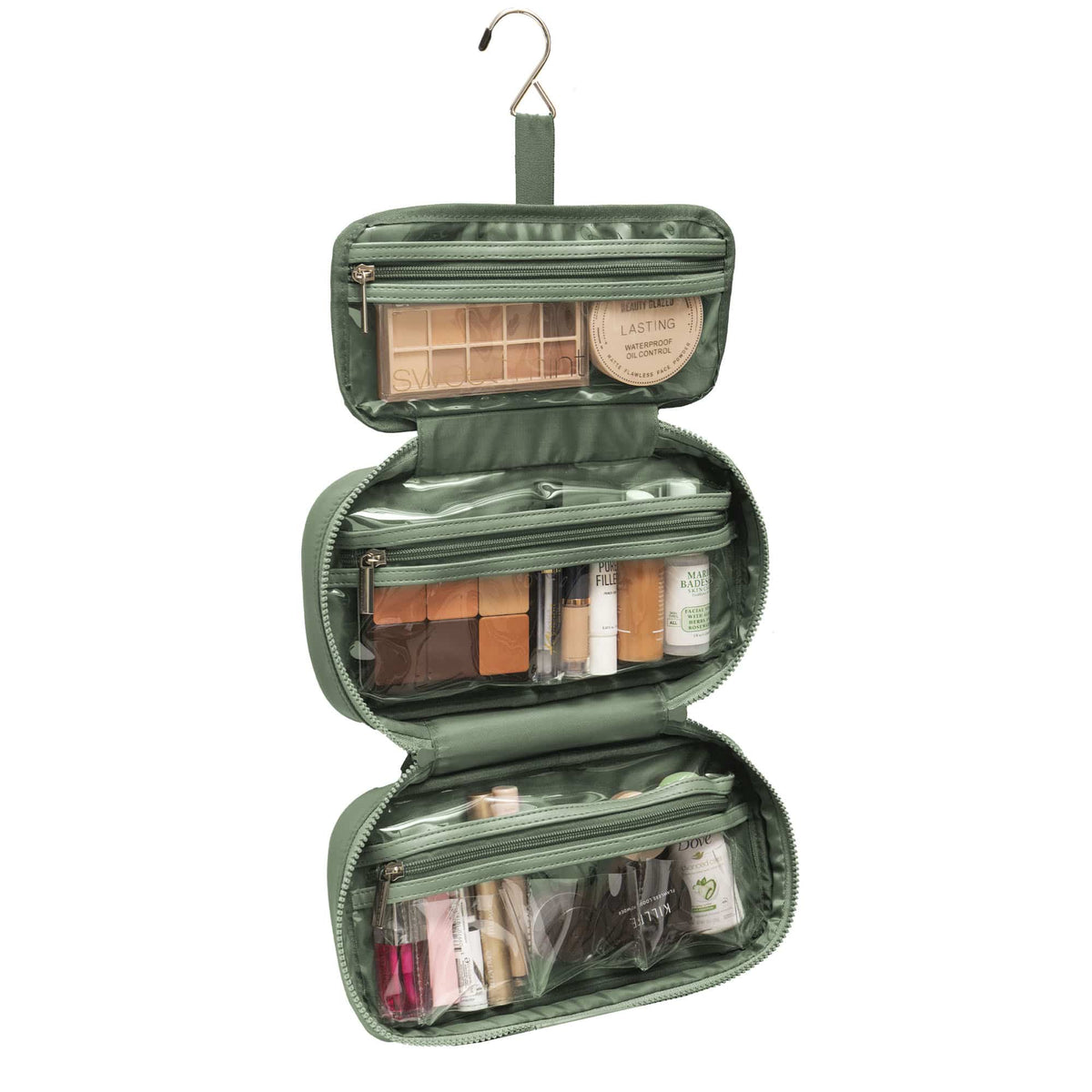 Max Studio The Crinkle Tubular Quilted Puffer Nylon Hanging Toiletry Case with Detachable Pouch