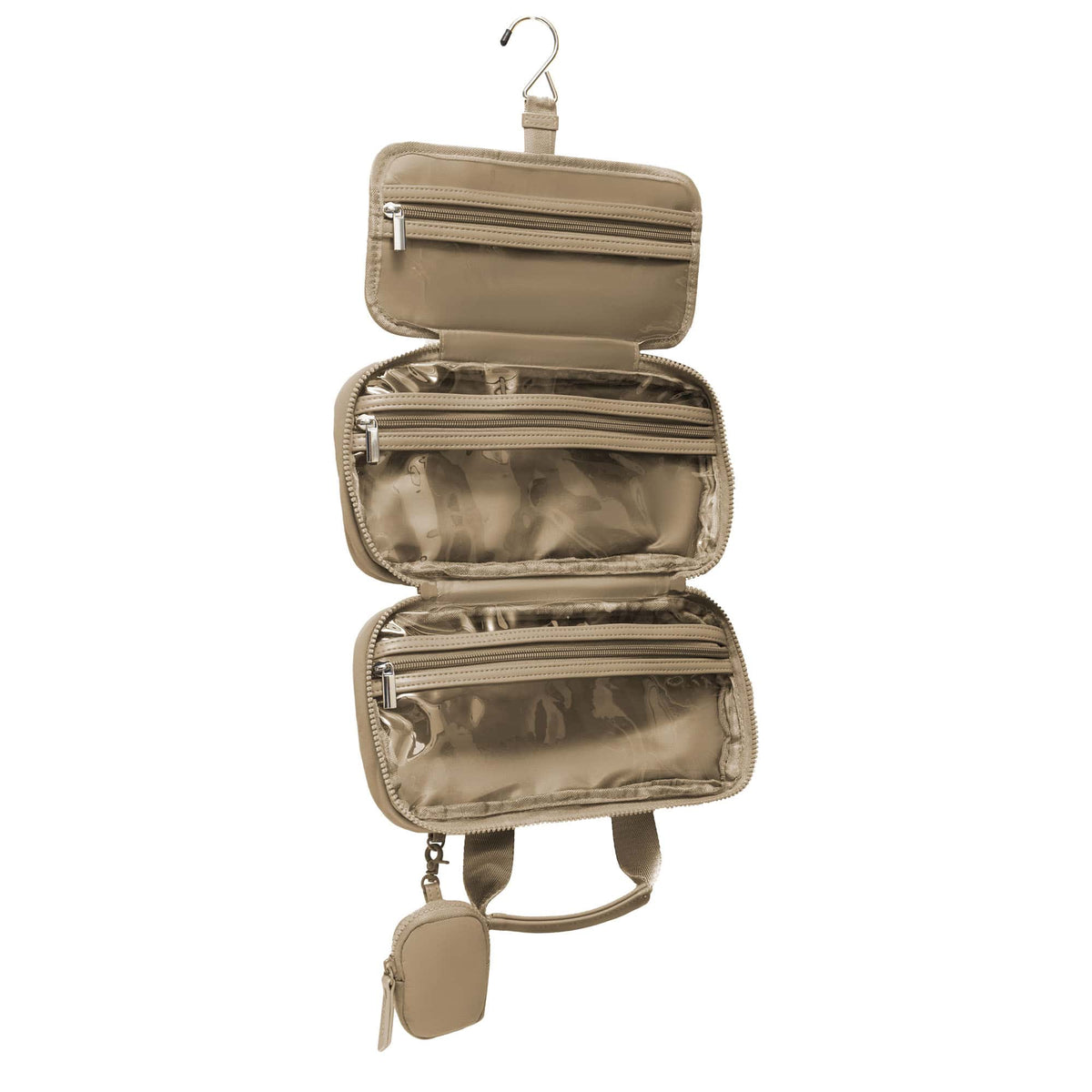 Max Studio The Crinkle Tubular Quilted Puffer Nylon Hanging Toiletry Case with Detachable Pouch